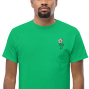 T-Shirt Unisex Ricamata 100% Cotone – Confortevole – Design Fiore di Ciliegio-Biiply