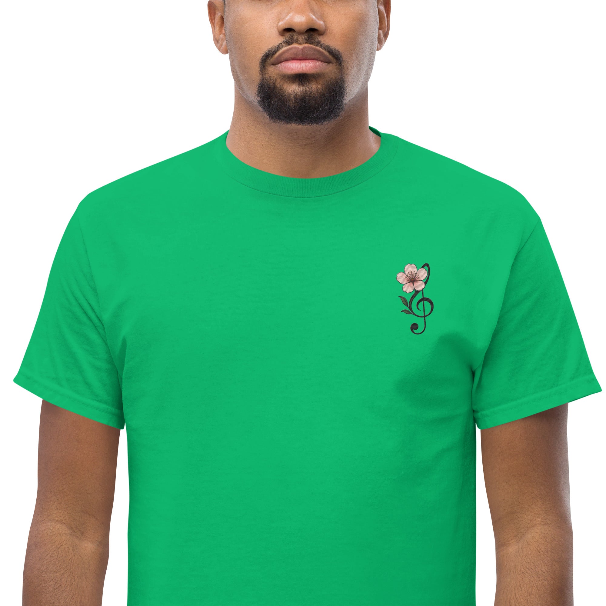 T-Shirt Unisex Ricamata 100% Cotone – Confortevole – Design Fiore di Ciliegio-Biiply