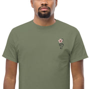 T-Shirt Unisex Ricamata 100% Cotone – Confortevole – Design Fiore di Ciliegio-Biiply