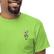T-Shirt Unisex Ricamata 100% Cotone – Confortevole – Design Fiore di Ciliegio-Biiply