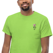 T-Shirt Unisex Ricamata 100% Cotone – Confortevole – Design Fiore di Ciliegio-Biiply