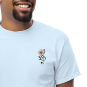 T-Shirt Unisex Ricamata 100% Cotone – Confortevole – Design Fiore di Ciliegio-Biiply