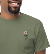 T-Shirt Unisex Ricamata 100% Cotone – Confortevole – Design Fiore di Ciliegio-Biiply