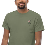 T-Shirt Unisex Ricamata 100% Cotone – Confortevole – Design Fiore di Ciliegio-Biiply