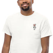 T-Shirt Unisex Ricamata 100% Cotone – Confortevole – Design Fiore di Ciliegio-Biiply