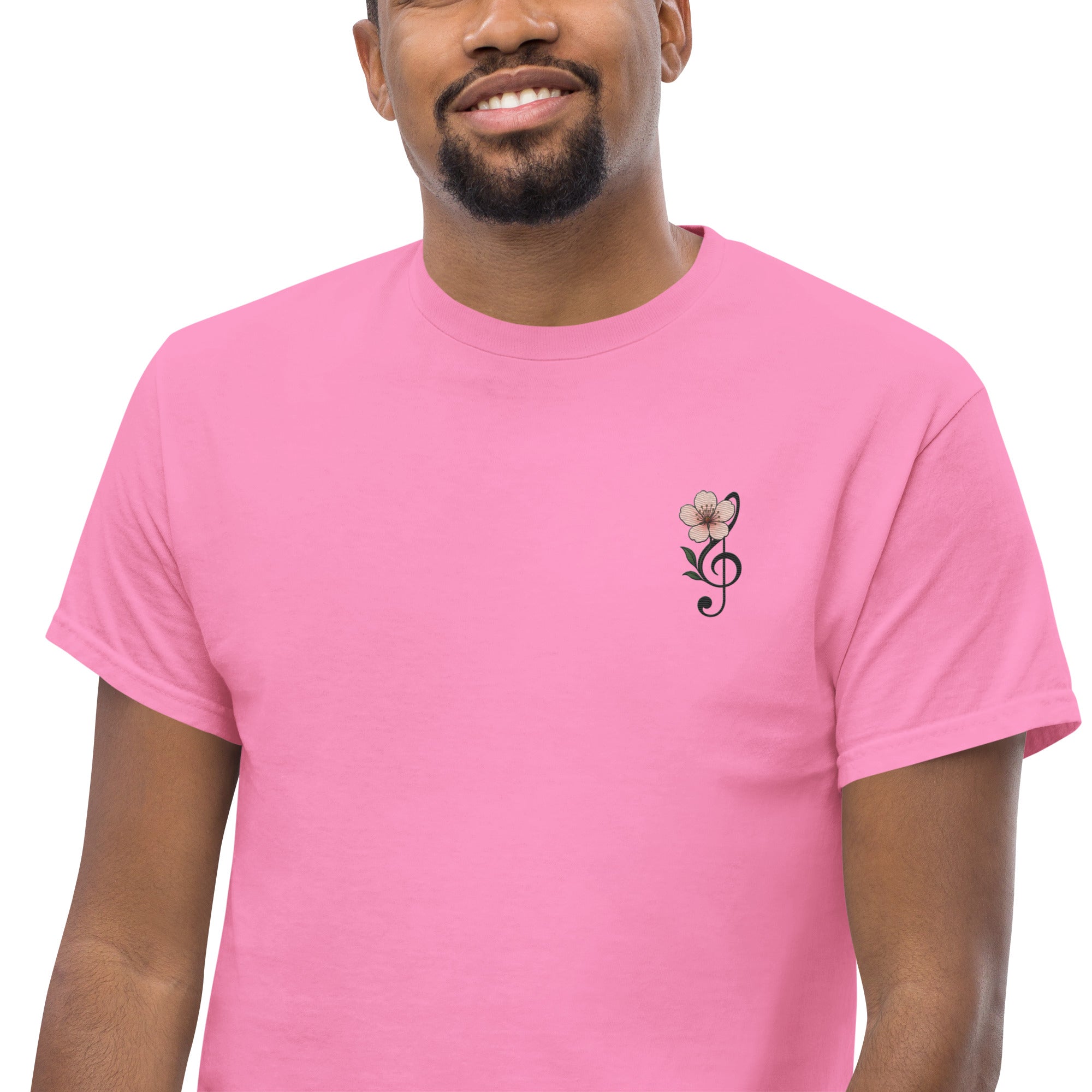 T-Shirt Unisex Ricamata 100% Cotone – Confortevole – Design Fiore di Ciliegio-Biiply