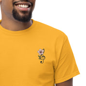 T-Shirt Unisex Ricamata 100% Cotone – Confortevole – Design Fiore di Ciliegio-Biiply