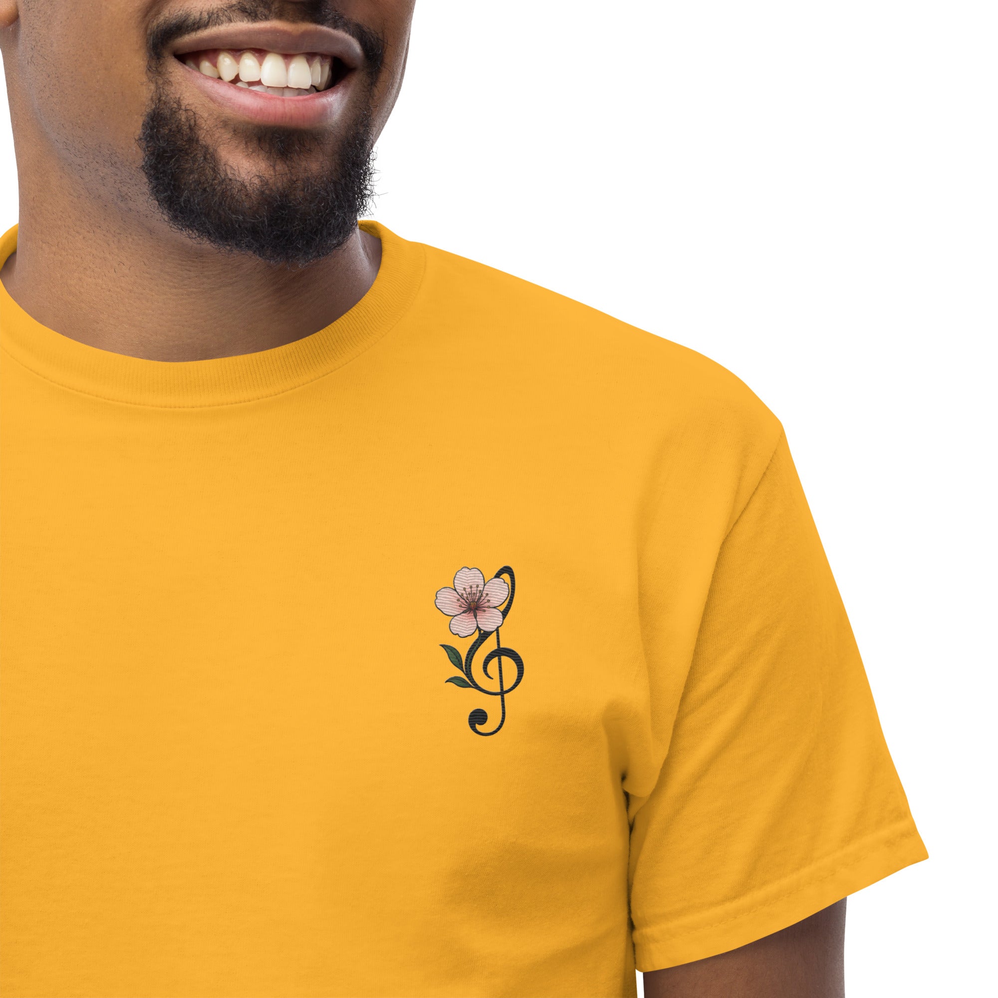 T-Shirt Unisex Ricamata 100% Cotone – Confortevole – Design Fiore di Ciliegio-Biiply