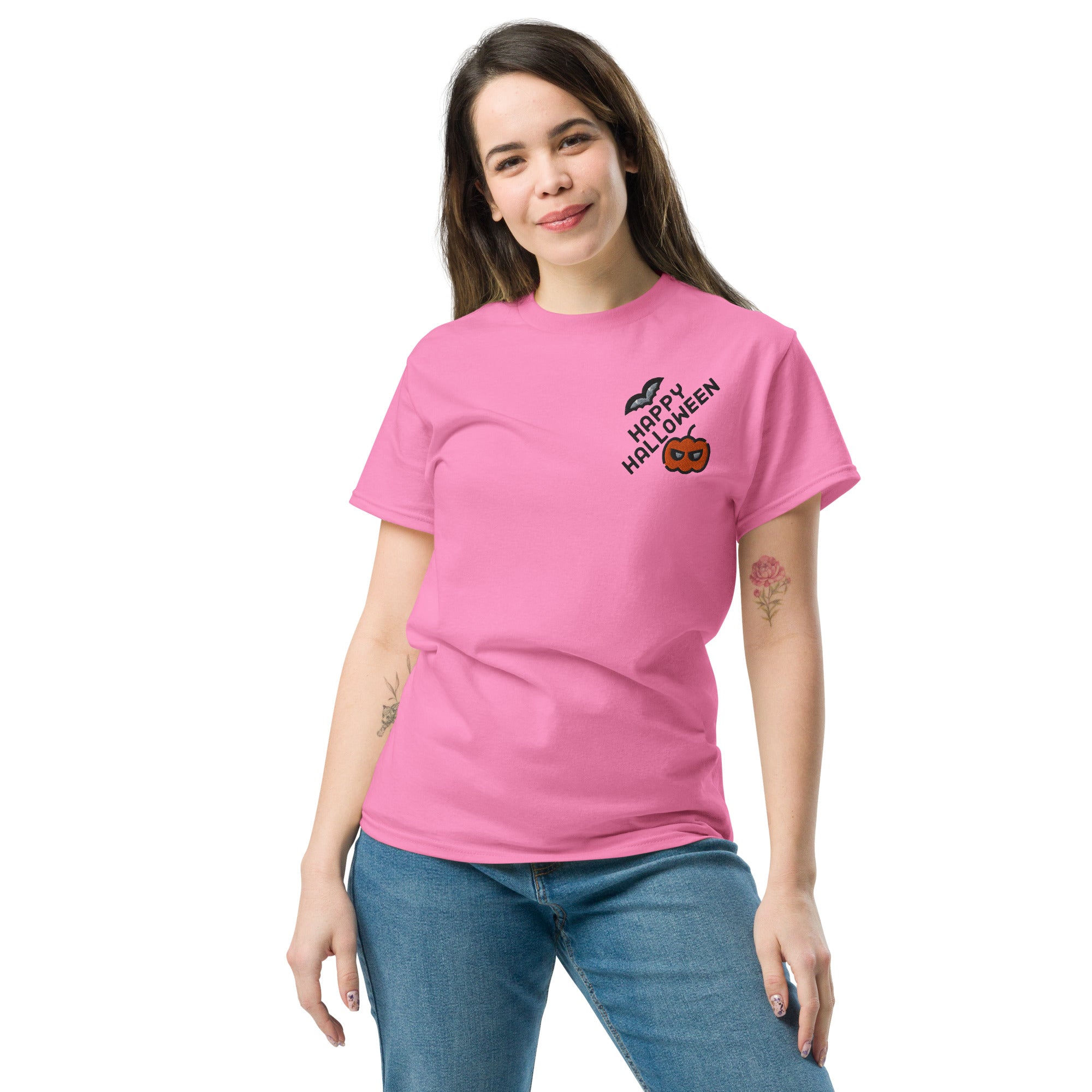 T-Shirt Unisex Ricamata 100% Cotone – Confortevole – Design Happy Halloween - 14 - Biiply - Inizia Il tuo progetto