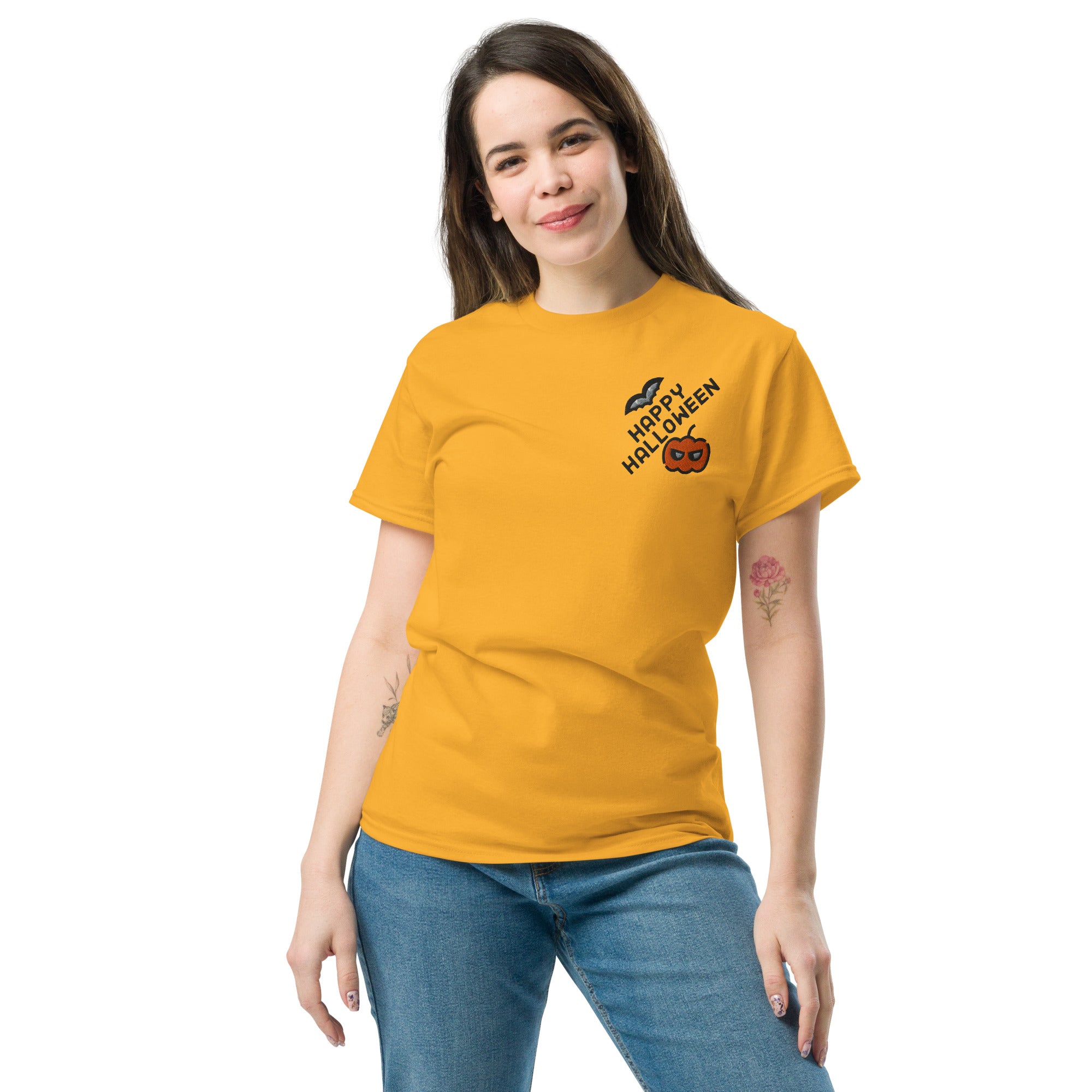 T-Shirt Unisex Ricamata 100% Cotone – Confortevole – Design Happy Halloween - 20 - Biiply - Inizia Il tuo progetto