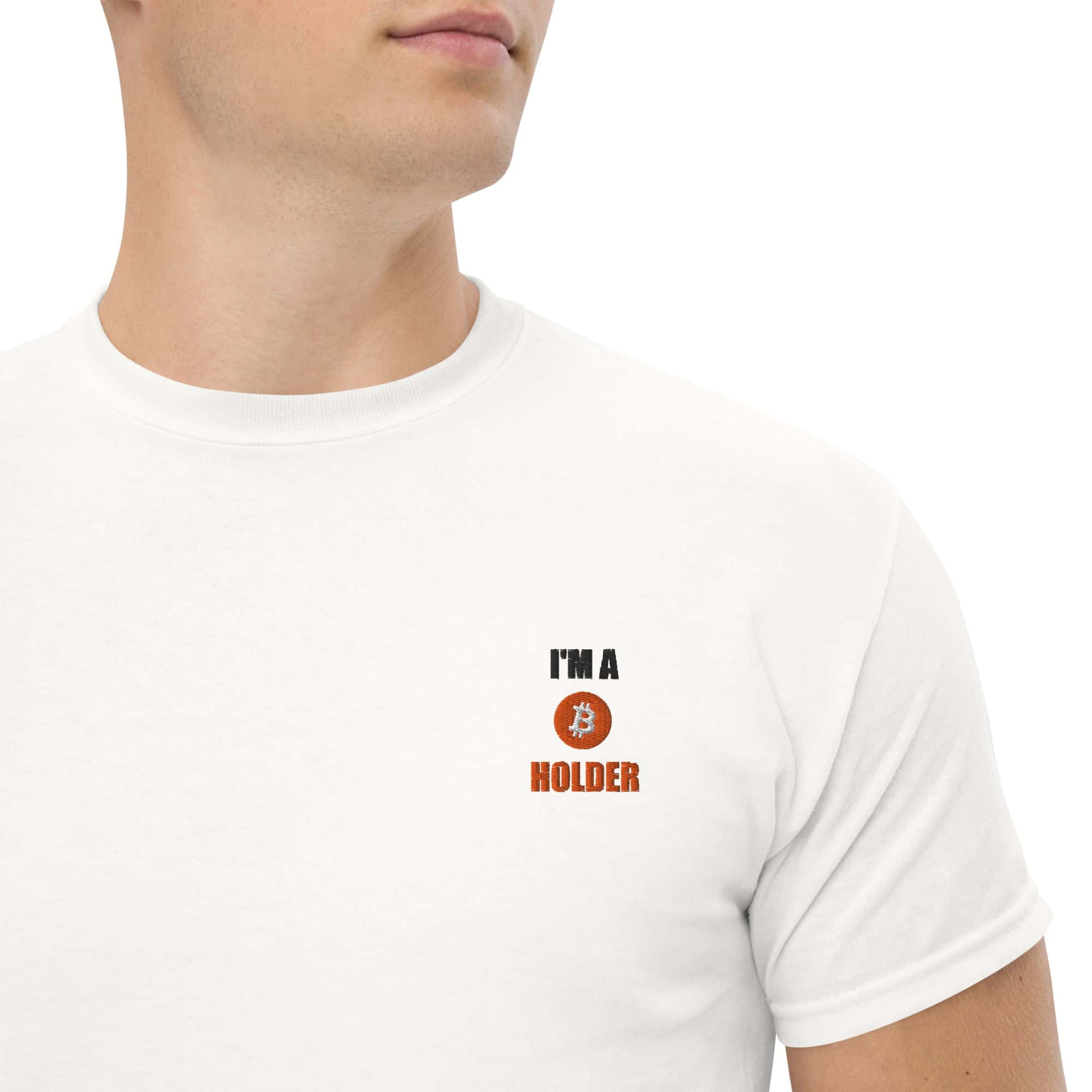 T-Shirt Unisex Ricamata 100% Cotone – Confortevole – Design I'm BTC Holder-Biiply