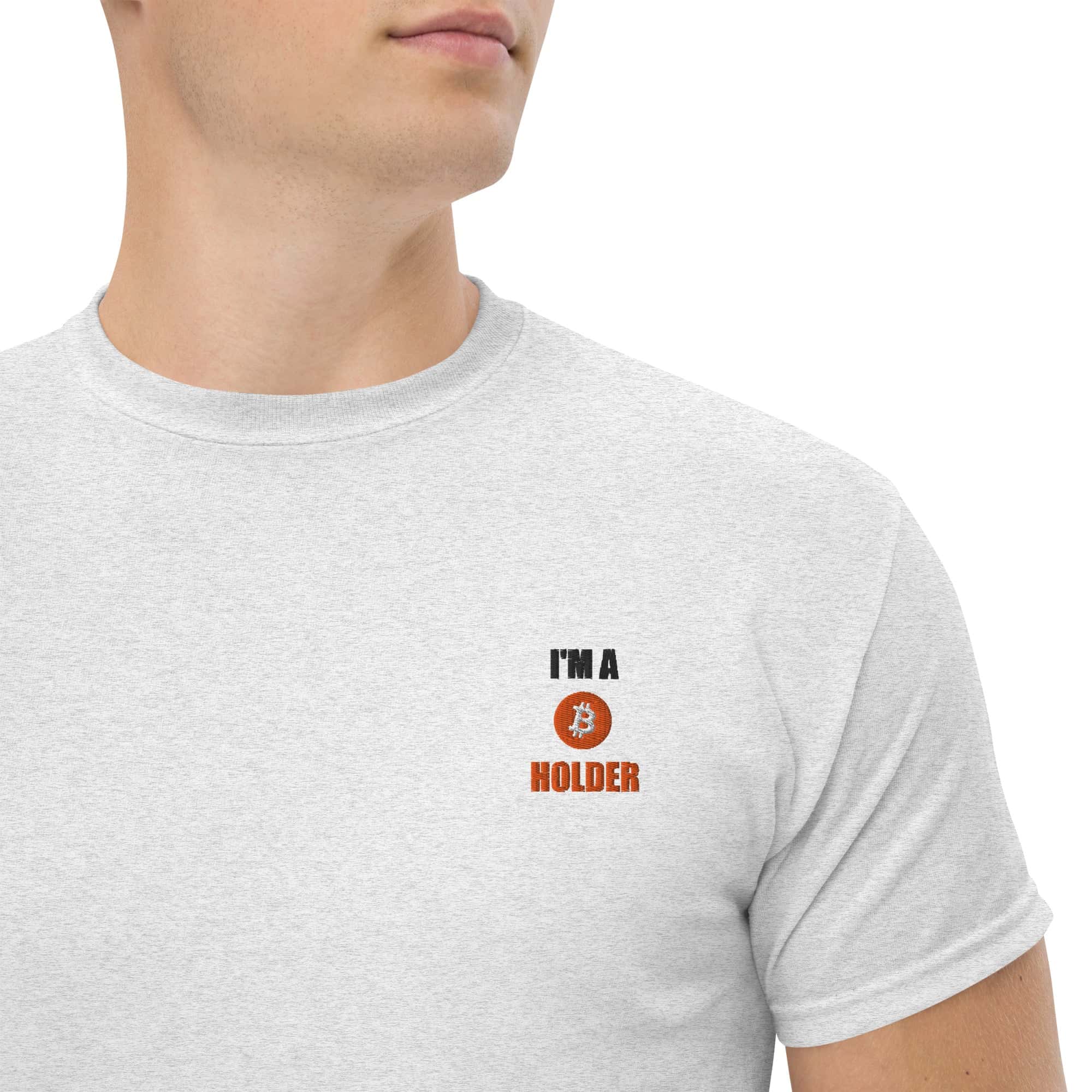 T-Shirt Unisex Ricamata 100% Cotone – Confortevole – Design I'm BTC Holder-Biiply