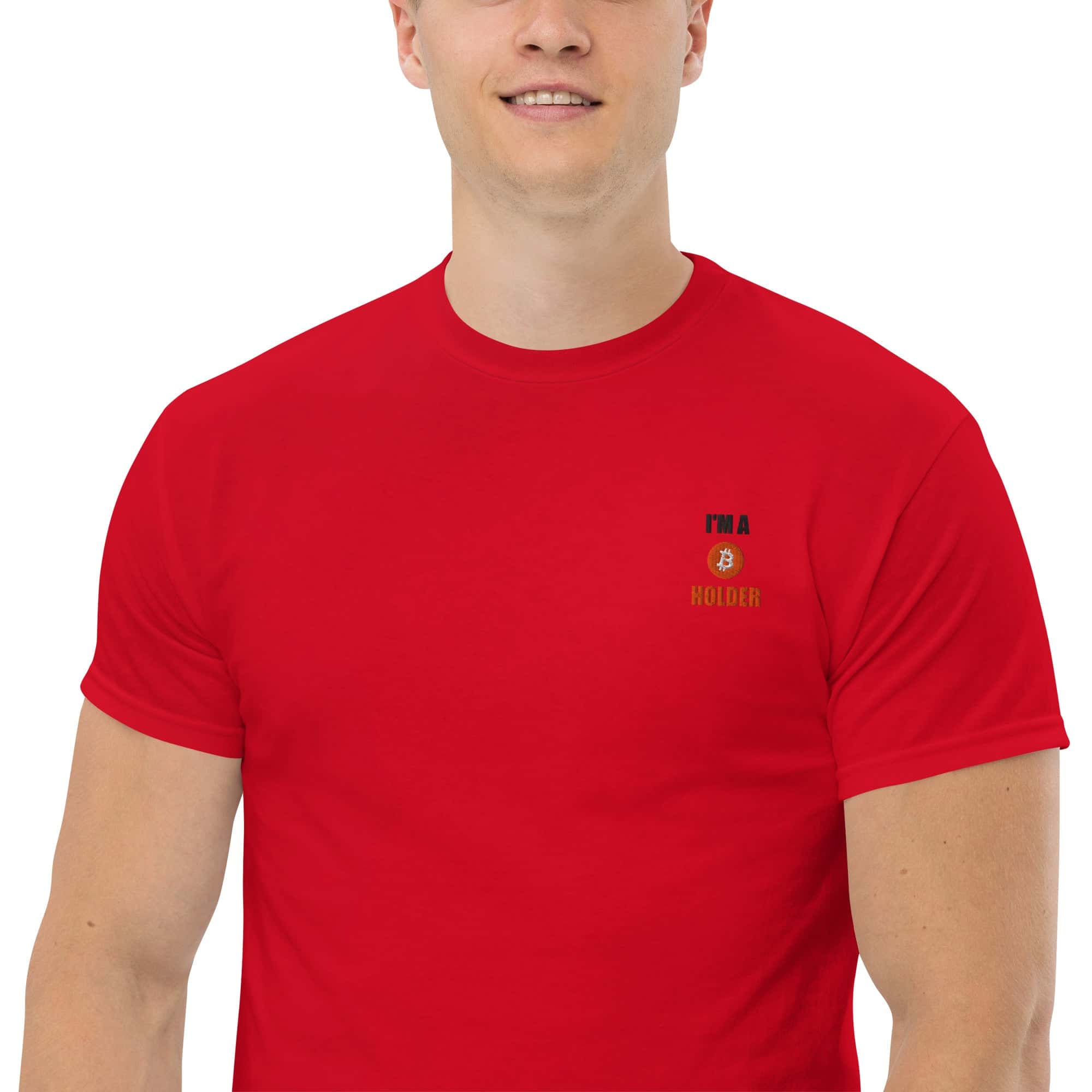 T-Shirt Unisex Ricamata 100% Cotone – Confortevole – Design I'm BTC Holder-Biiply