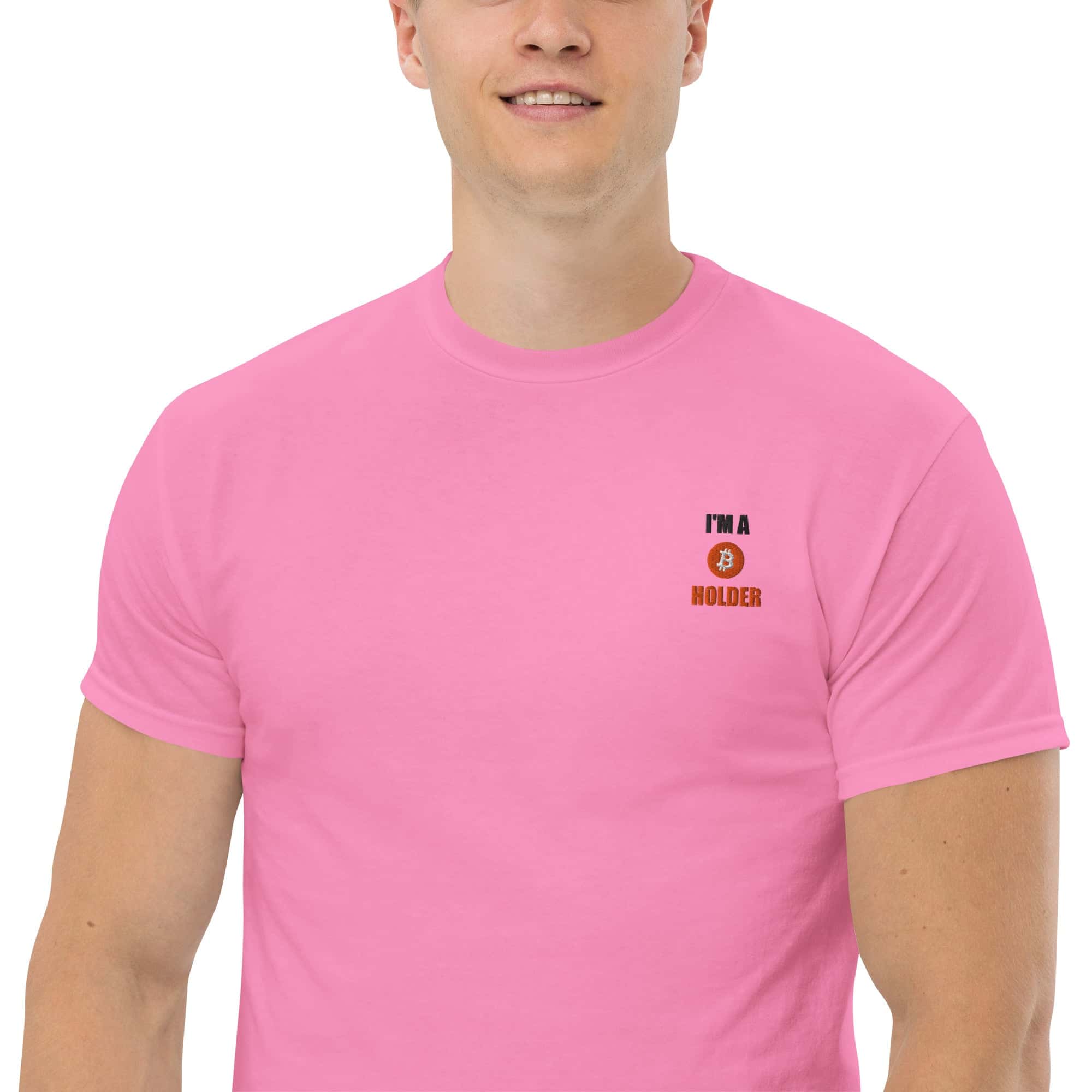 T-Shirt Unisex Ricamata 100% Cotone – Confortevole – Design I'm BTC Holder-Biiply
