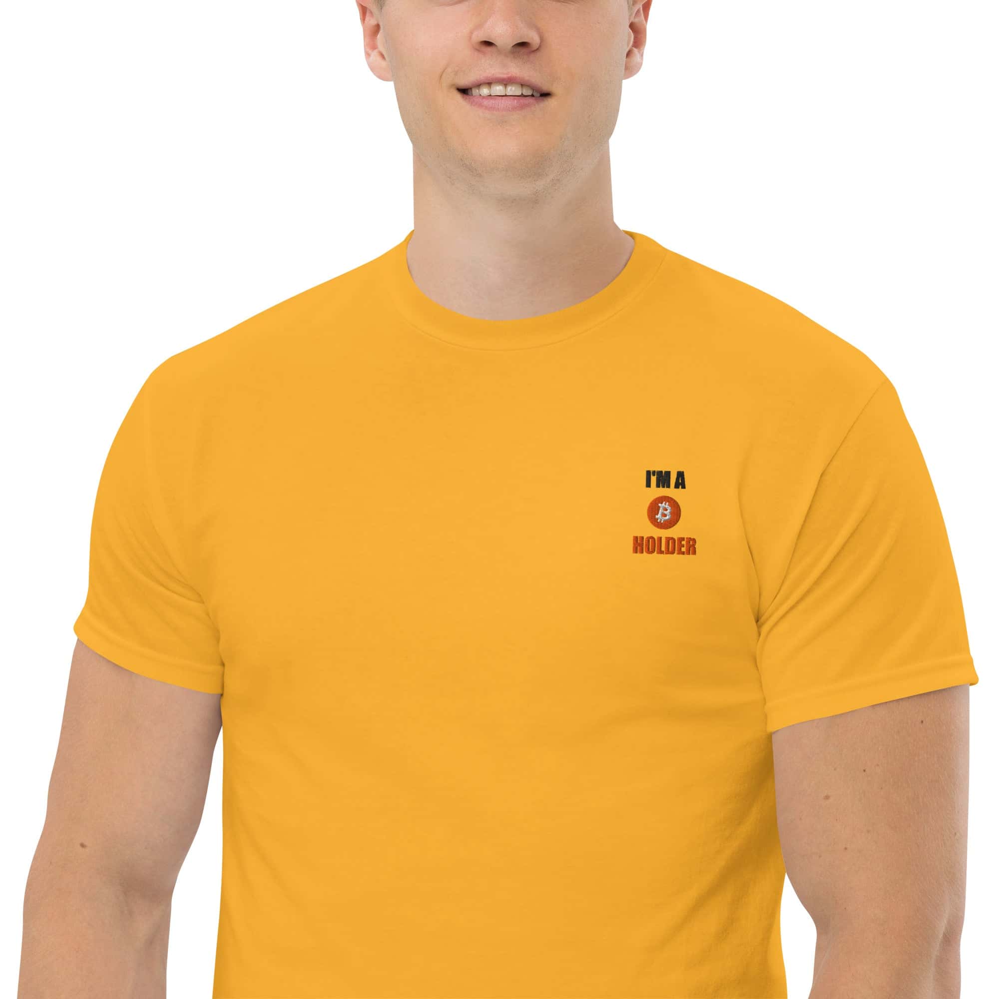 T-Shirt Unisex Ricamata 100% Cotone – Confortevole – Design I'm BTC Holder-Biiply