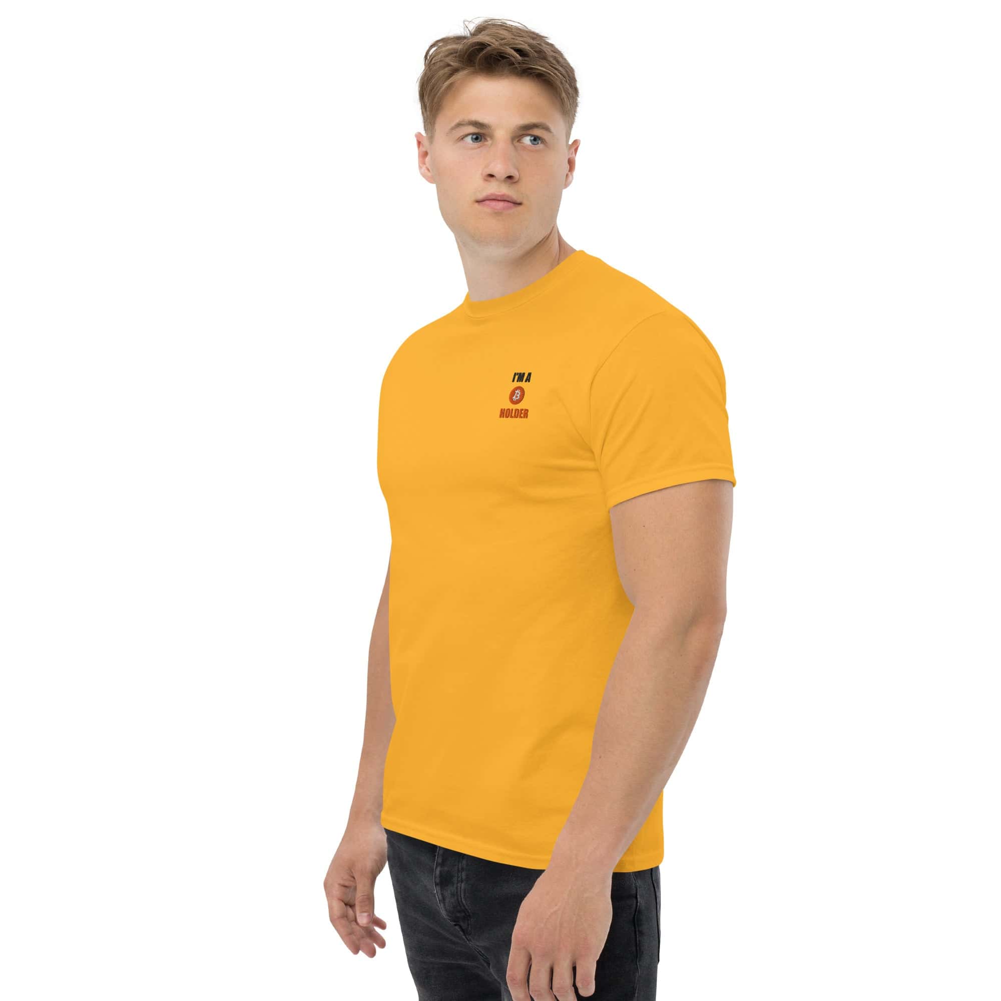 T-Shirt Unisex Ricamata 100% Cotone – Confortevole – Design I'm BTC Holder-Biiply