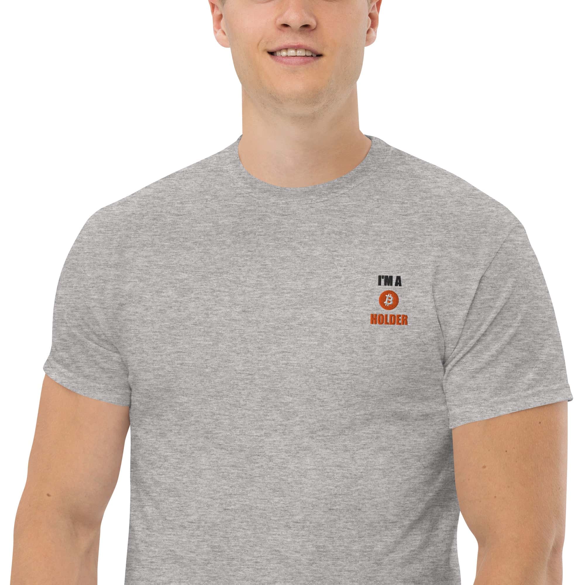 T-Shirt Unisex Ricamata 100% Cotone – Confortevole – Design I'm BTC Holder-Biiply