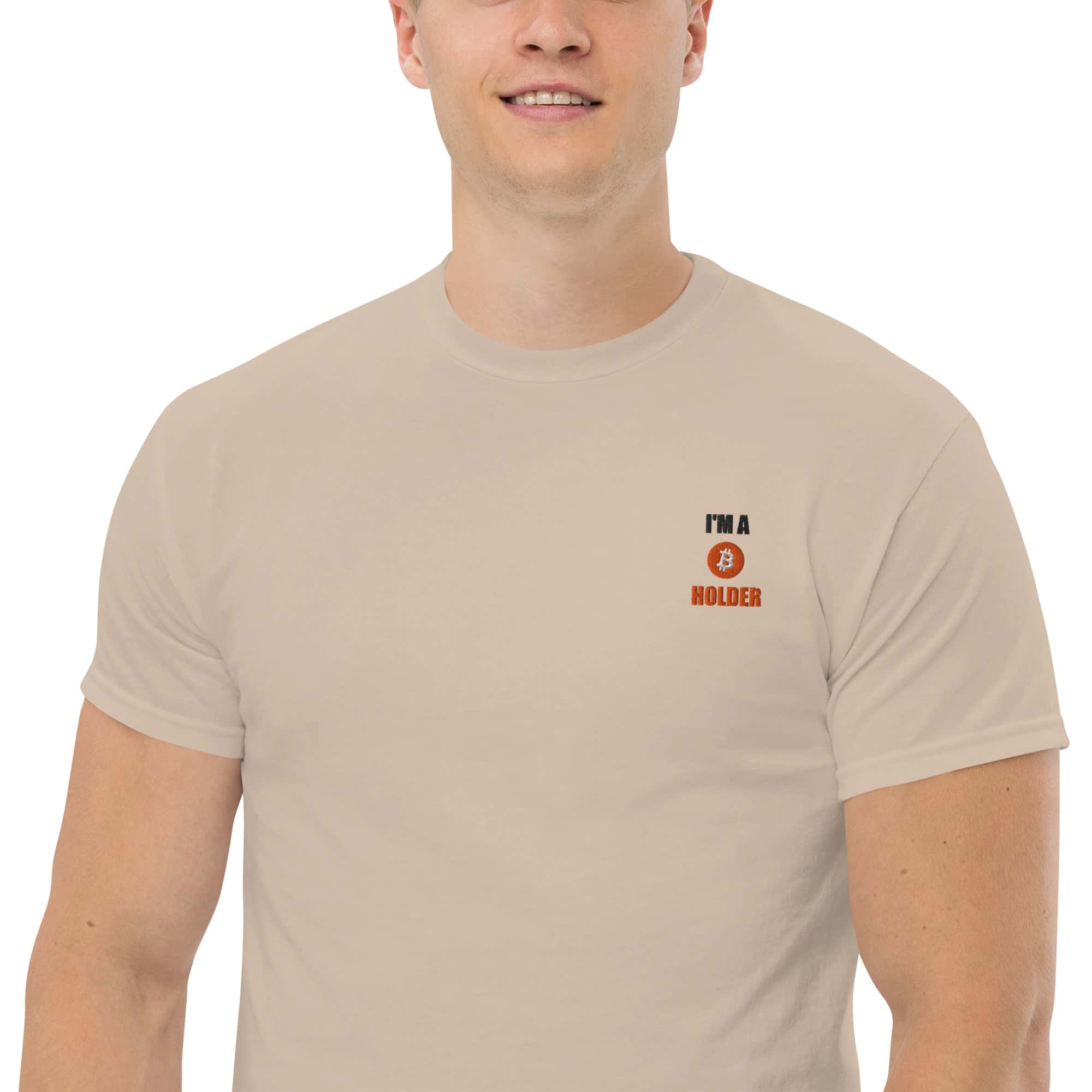 T-Shirt Unisex Ricamata 100% Cotone – Confortevole – Design I'm BTC Holder-Biiply