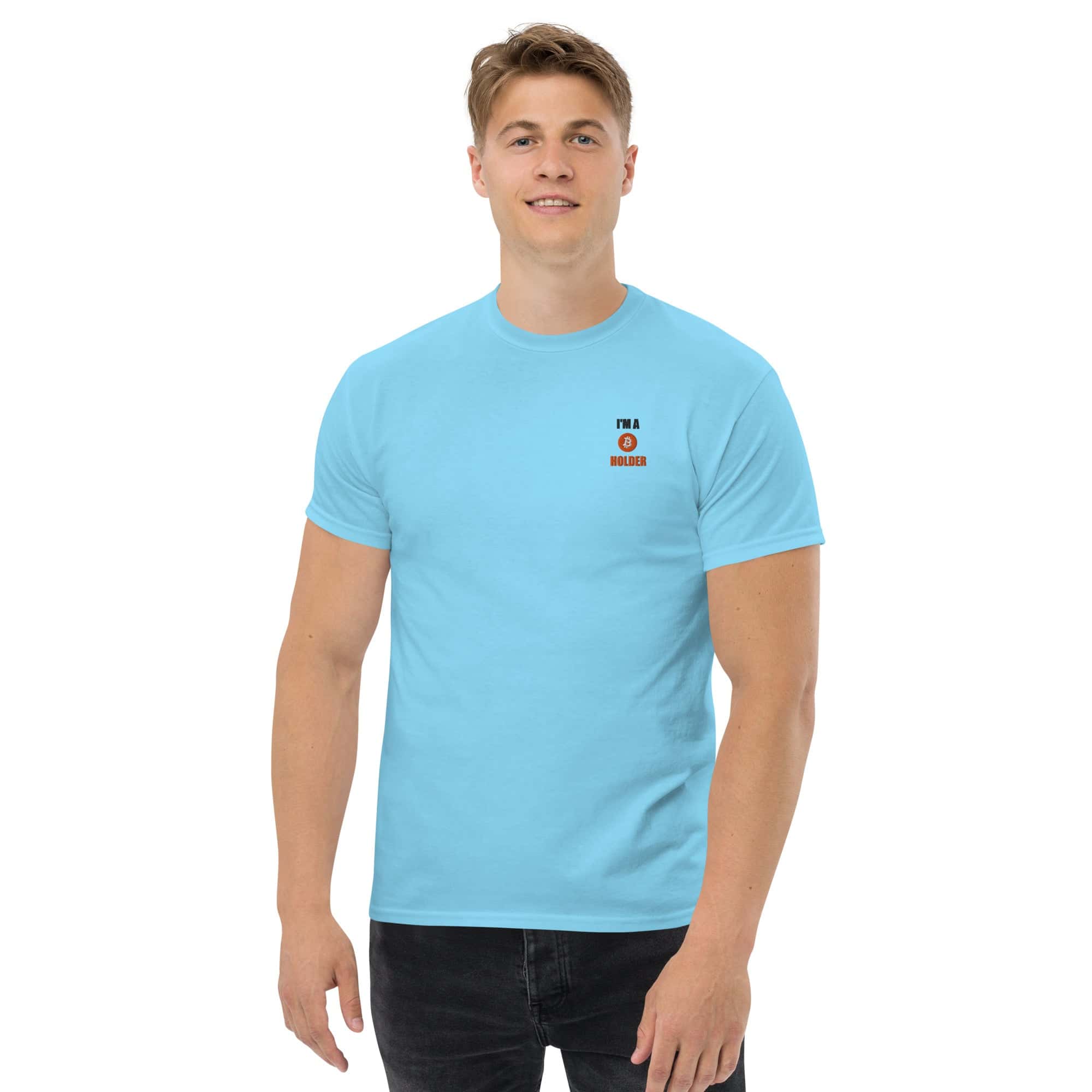 T-Shirt Unisex Ricamata 100% Cotone – Confortevole – Design I'm BTC Holder-Biiply
