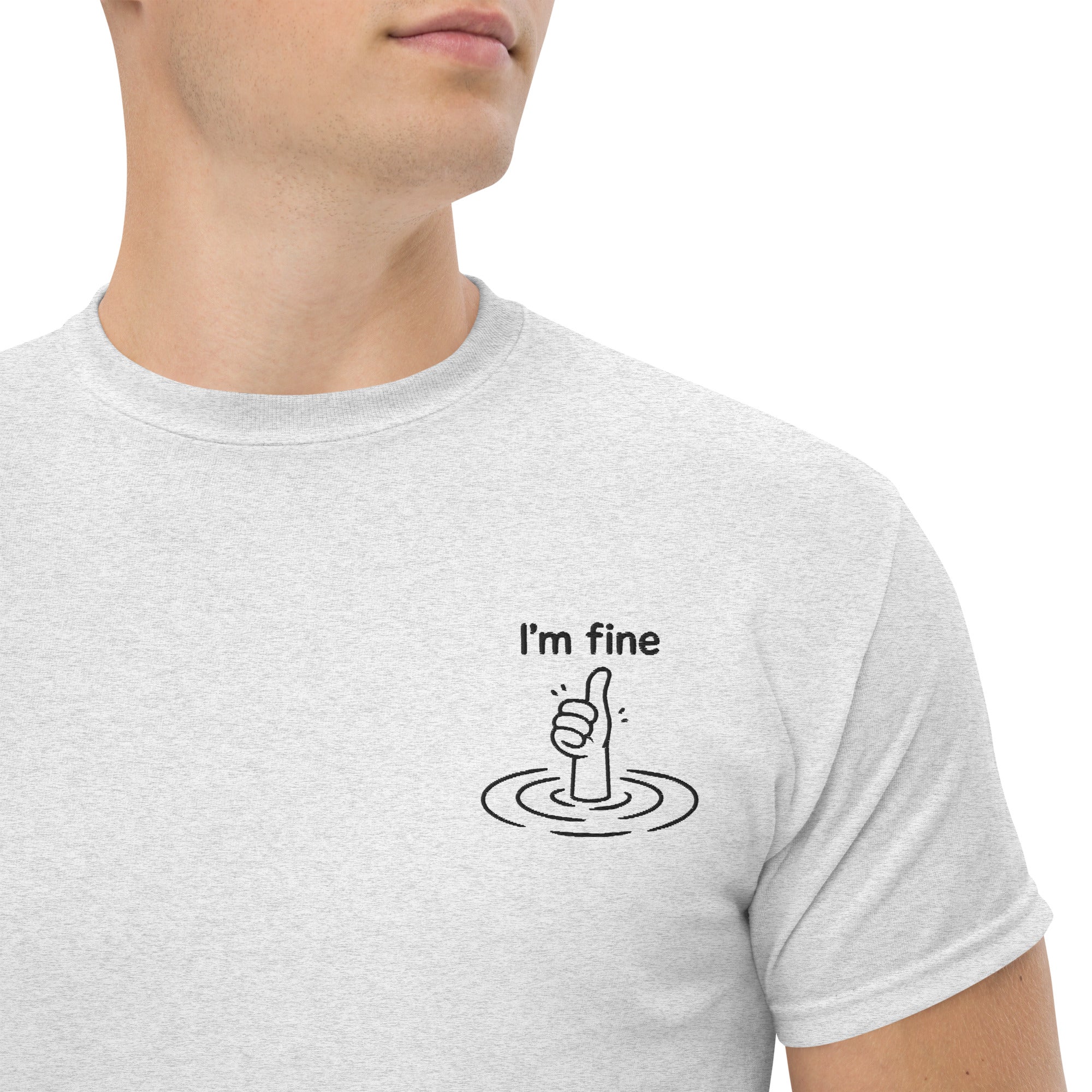 T-Shirt Unisex Ricamata 100% Cotone – Confortevole – Design I'm Fine-Biiply