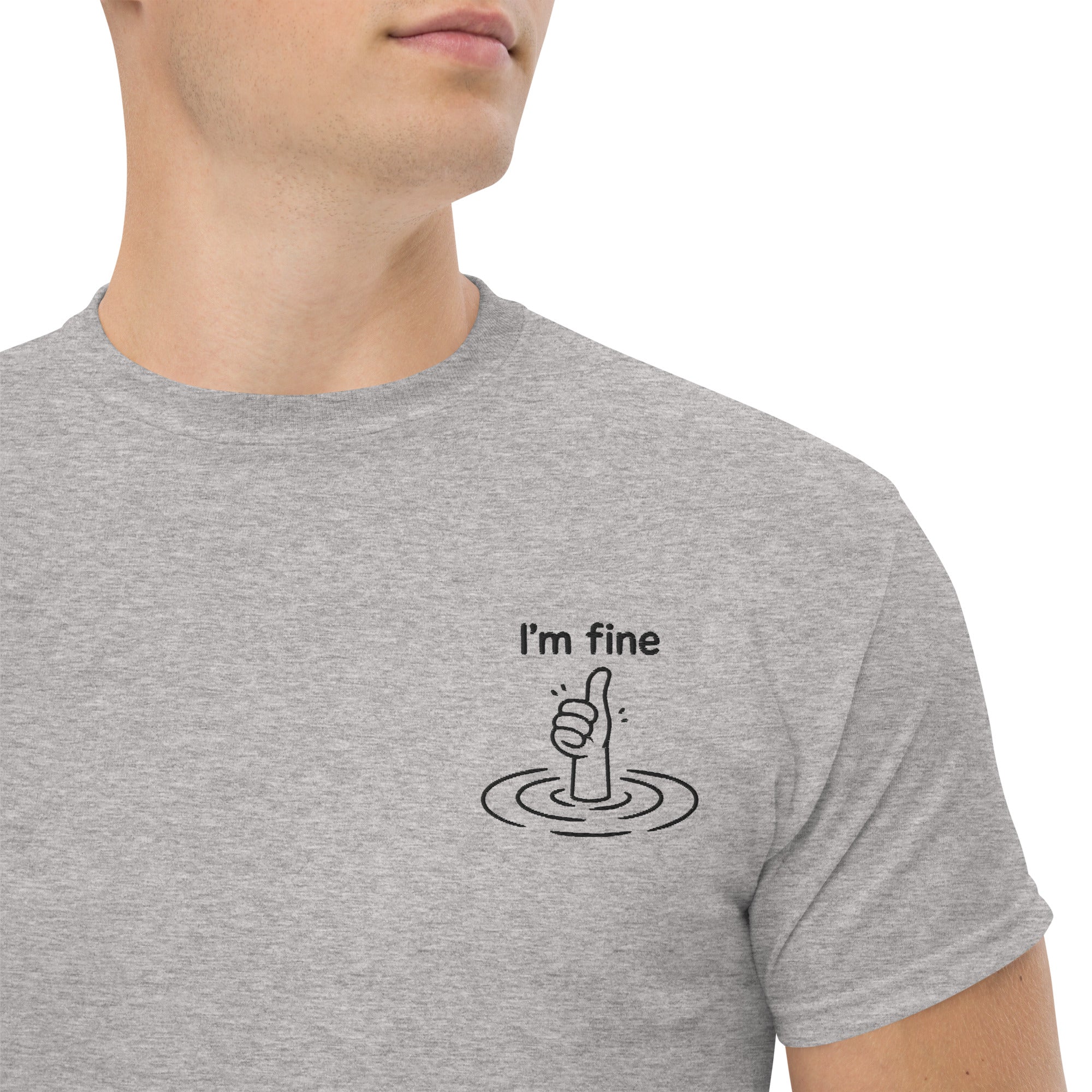T-Shirt Unisex Ricamata 100% Cotone – Confortevole – Design I'm Fine-Biiply