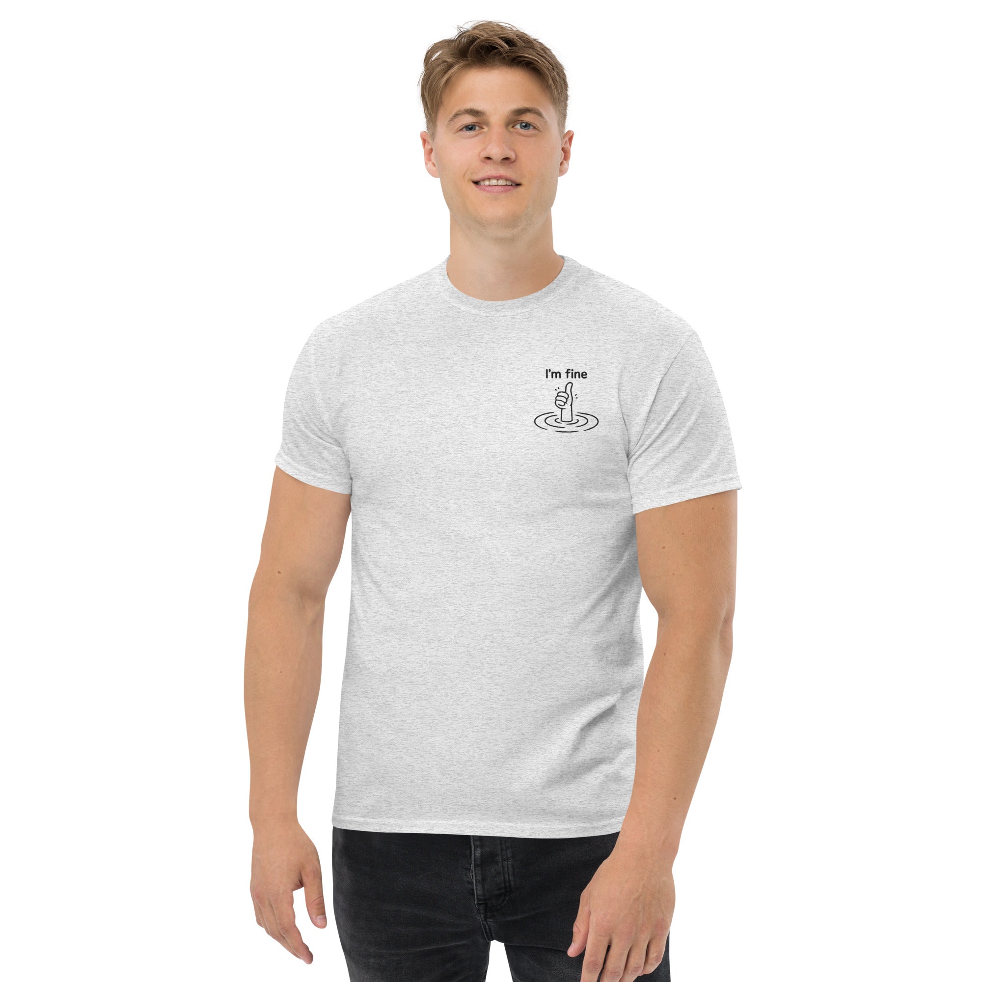 T-Shirt Unisex Ricamata 100% Cotone – Confortevole – Design I'm Fine-Biiply