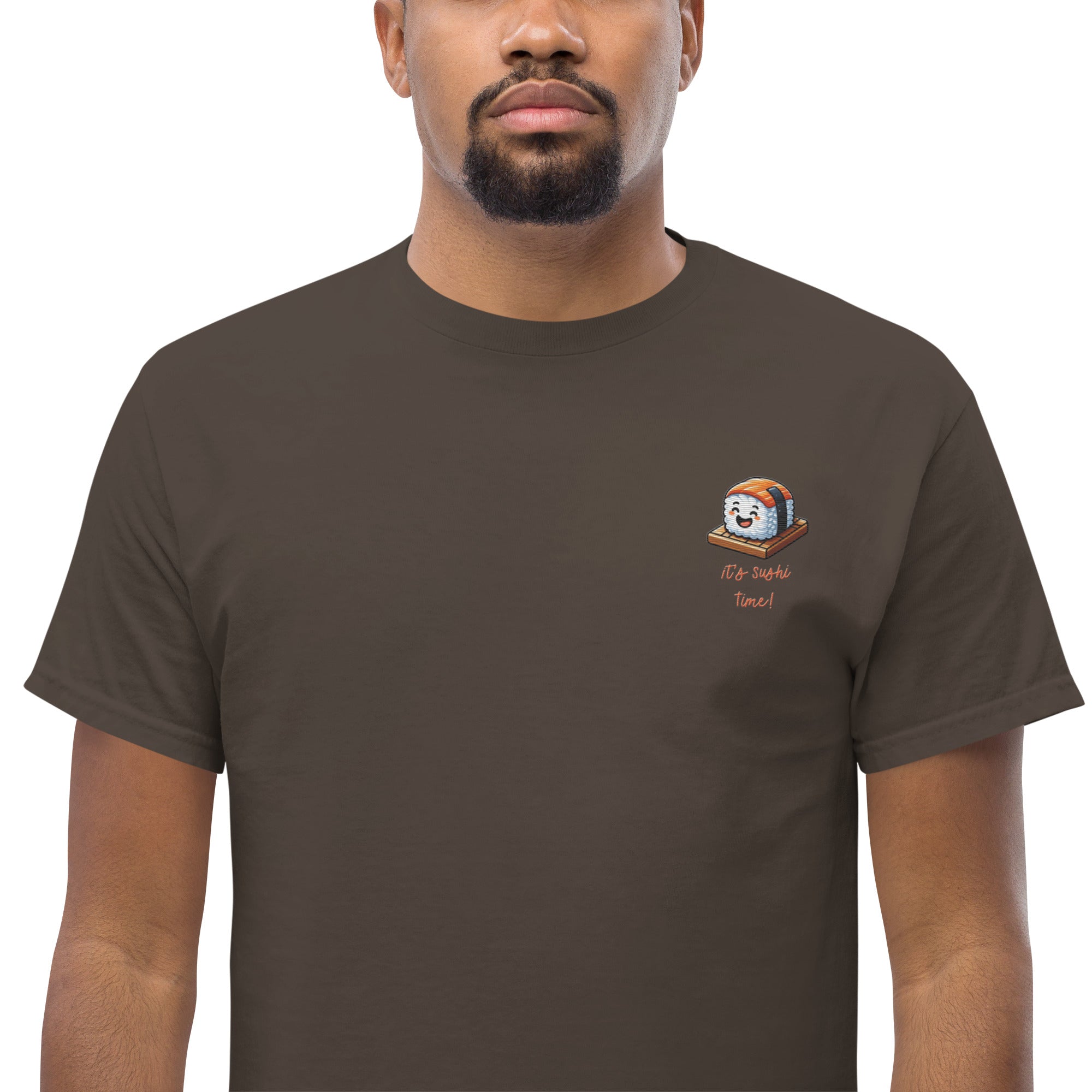 T-Shirt Unisex Ricamata 100% Cotone – Confortevole – Design It's Sushi Time-Biiply