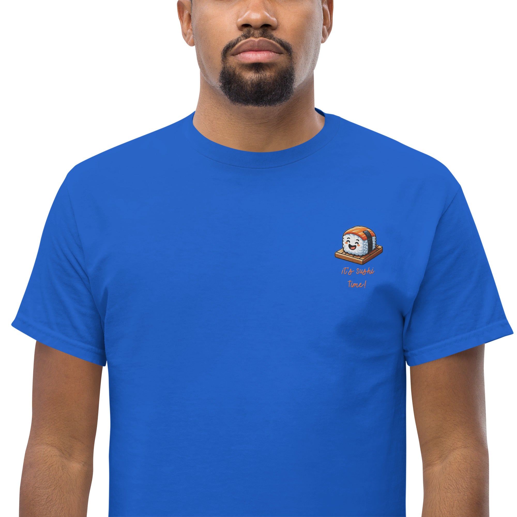 T-Shirt Unisex Ricamata 100% Cotone – Confortevole – Design It's Sushi Time-Biiply