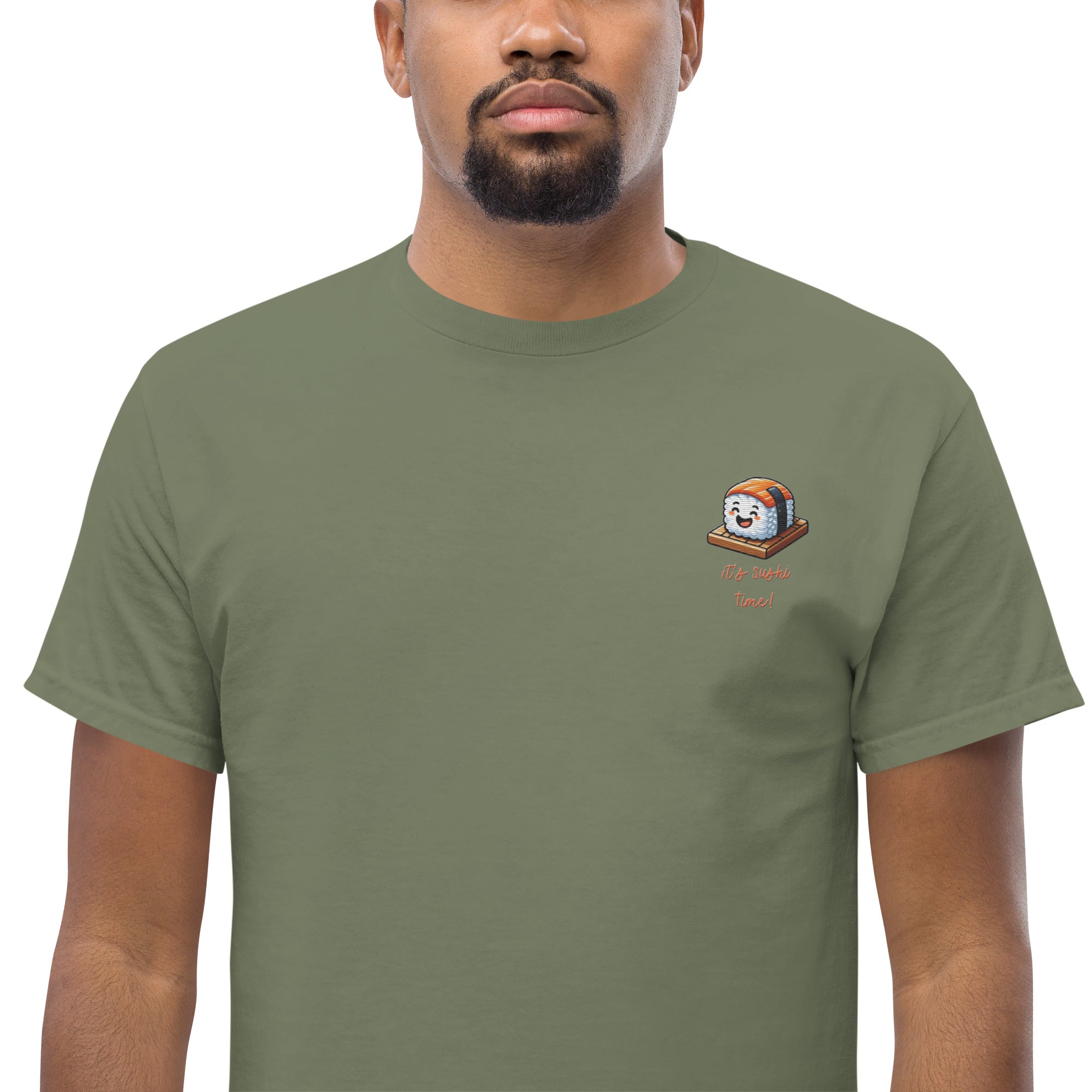 T-Shirt Unisex Ricamata 100% Cotone – Confortevole – Design It's Sushi Time-Biiply