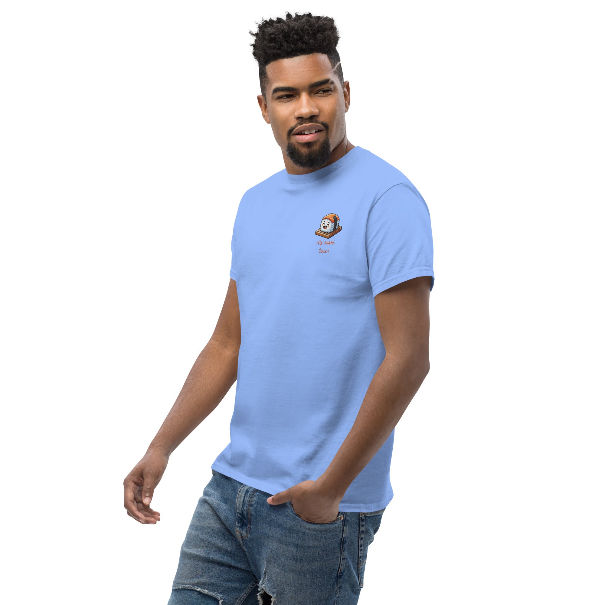 T-Shirt Unisex Ricamata 100% Cotone – Confortevole – Design It's Sushi Time-Biiply