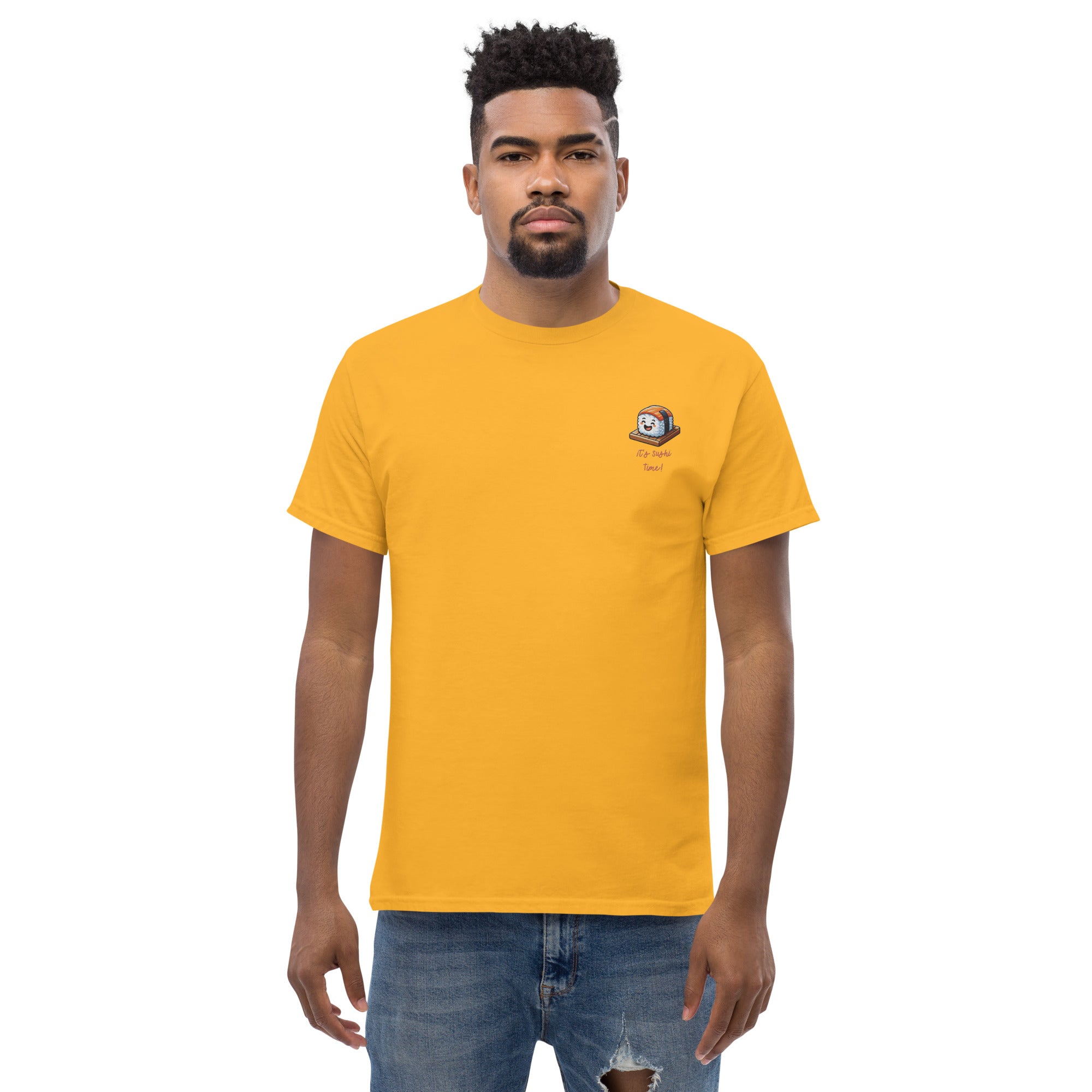 T-Shirt Unisex Ricamata 100% Cotone – Confortevole – Design It's Sushi Time-Biiply