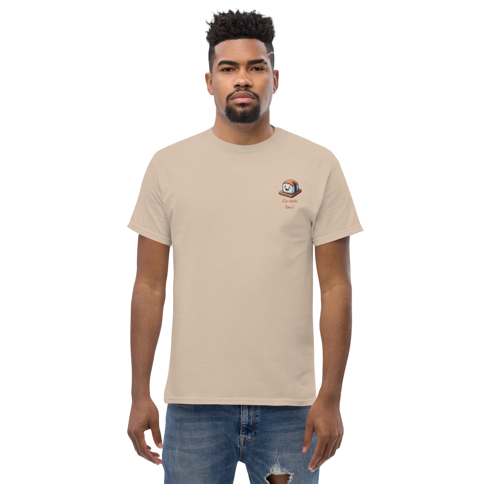 T-Shirt Unisex Ricamata 100% Cotone – Confortevole – Design It's Sushi Time-Biiply