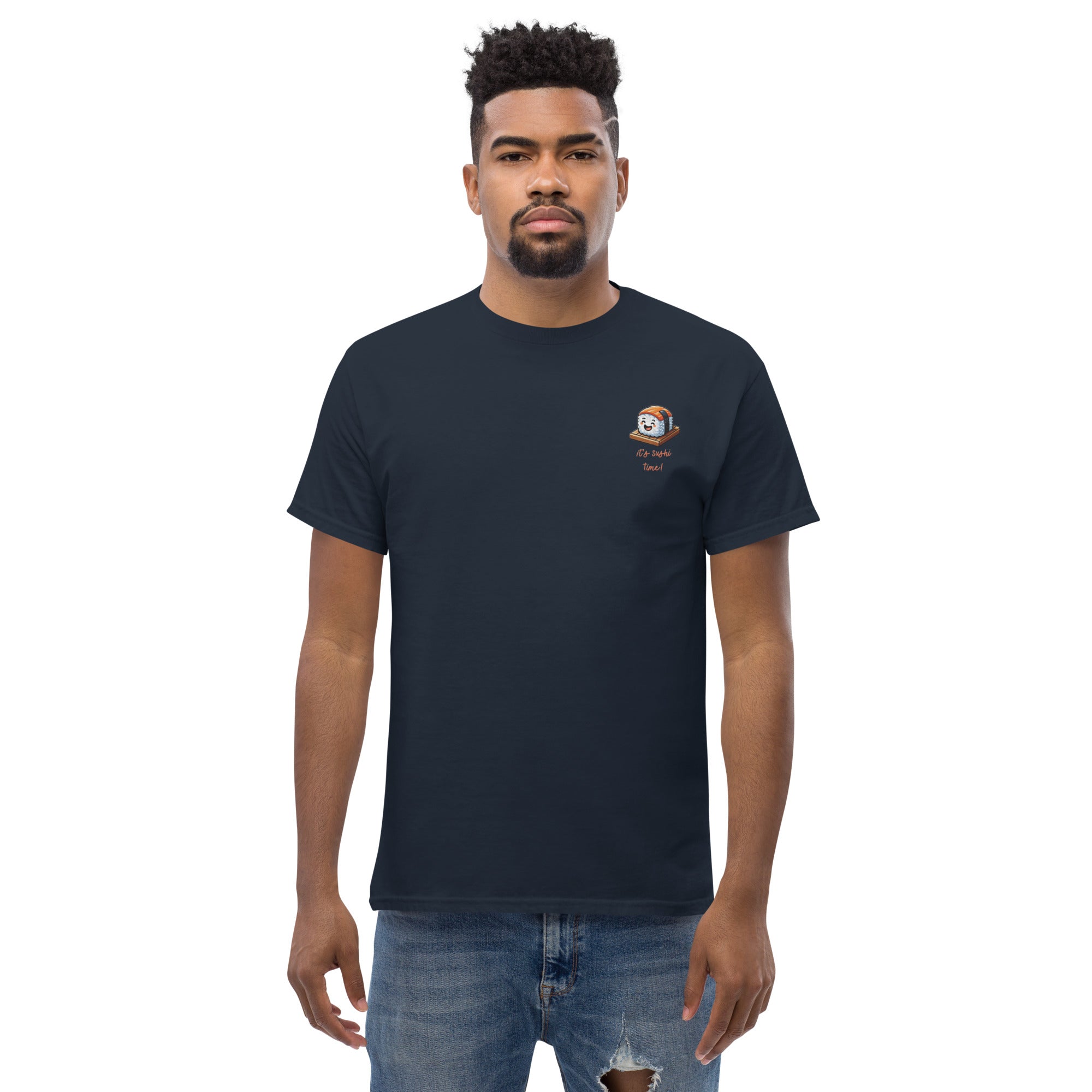 T-Shirt Unisex Ricamata 100% Cotone – Confortevole – Design It's Sushi Time-Biiply