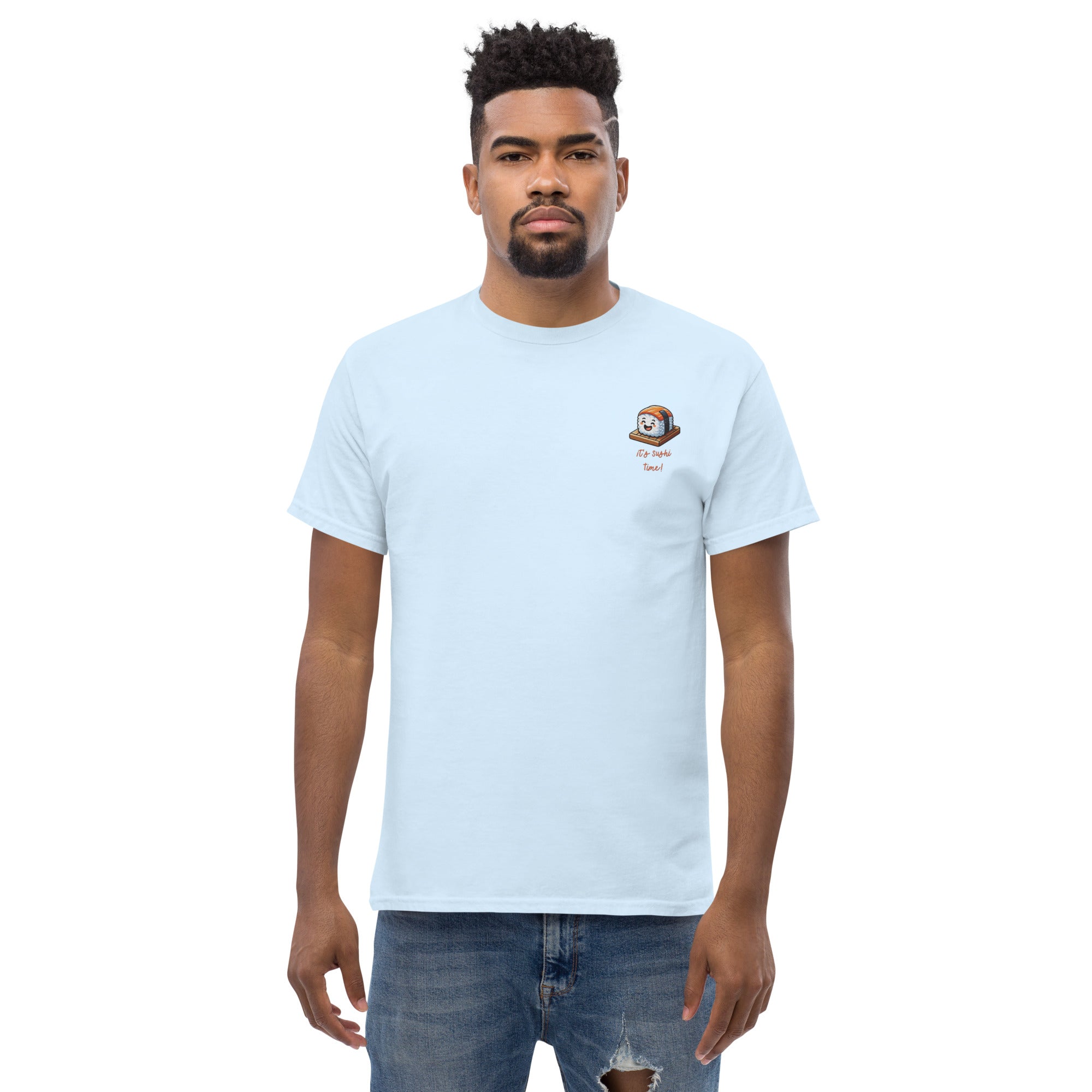 T-Shirt Unisex Ricamata 100% Cotone – Confortevole – Design It's Sushi Time-Biiply
