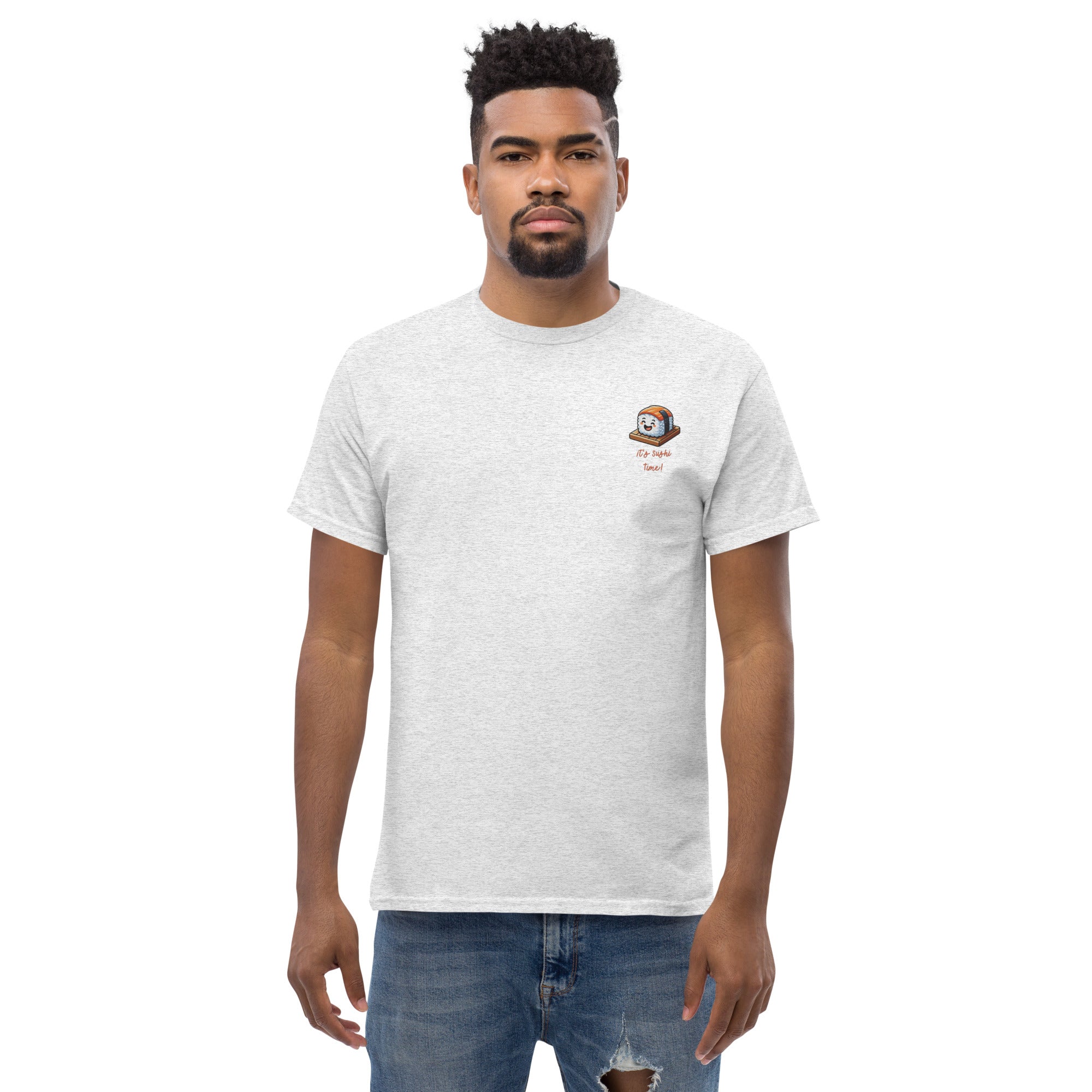 T-Shirt Unisex Ricamata 100% Cotone – Confortevole – Design It's Sushi Time-Biiply