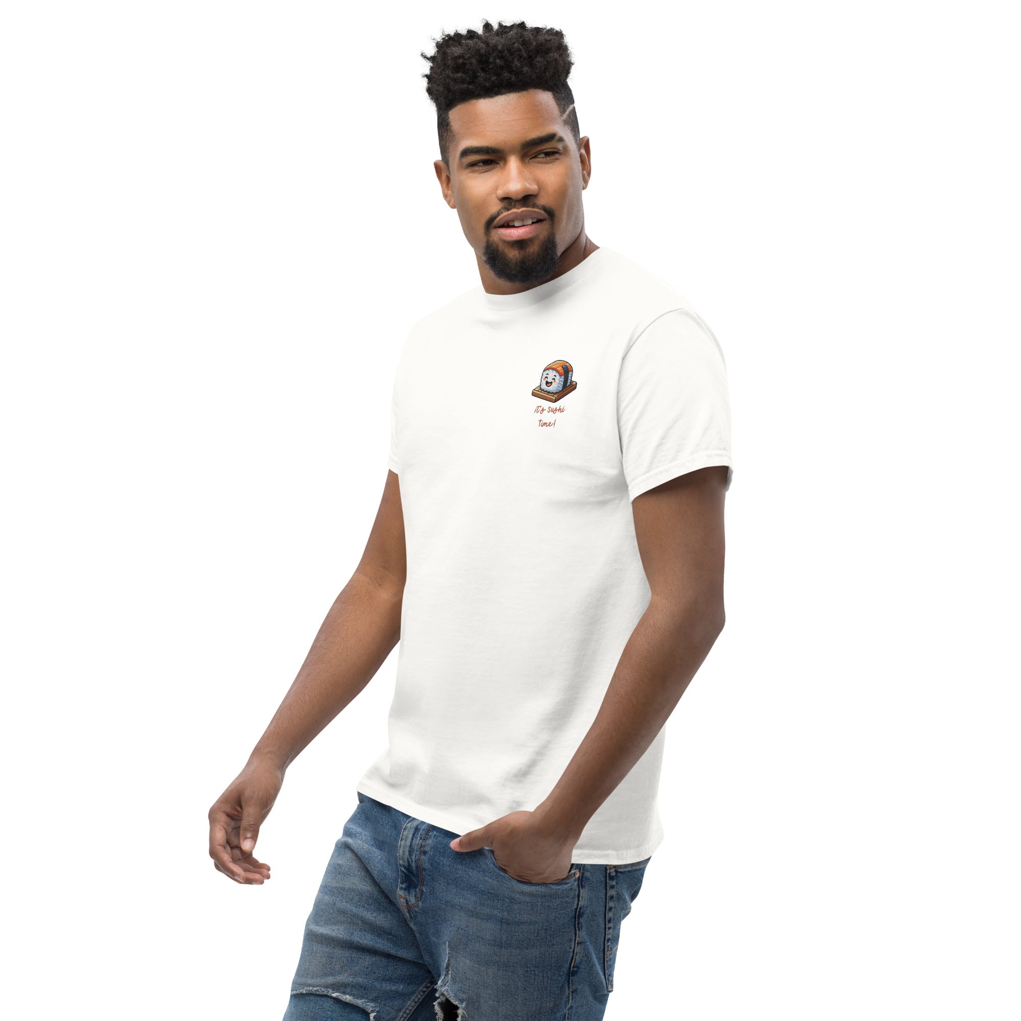 T-Shirt Unisex Ricamata 100% Cotone – Confortevole – Design It's Sushi Time-Biiply