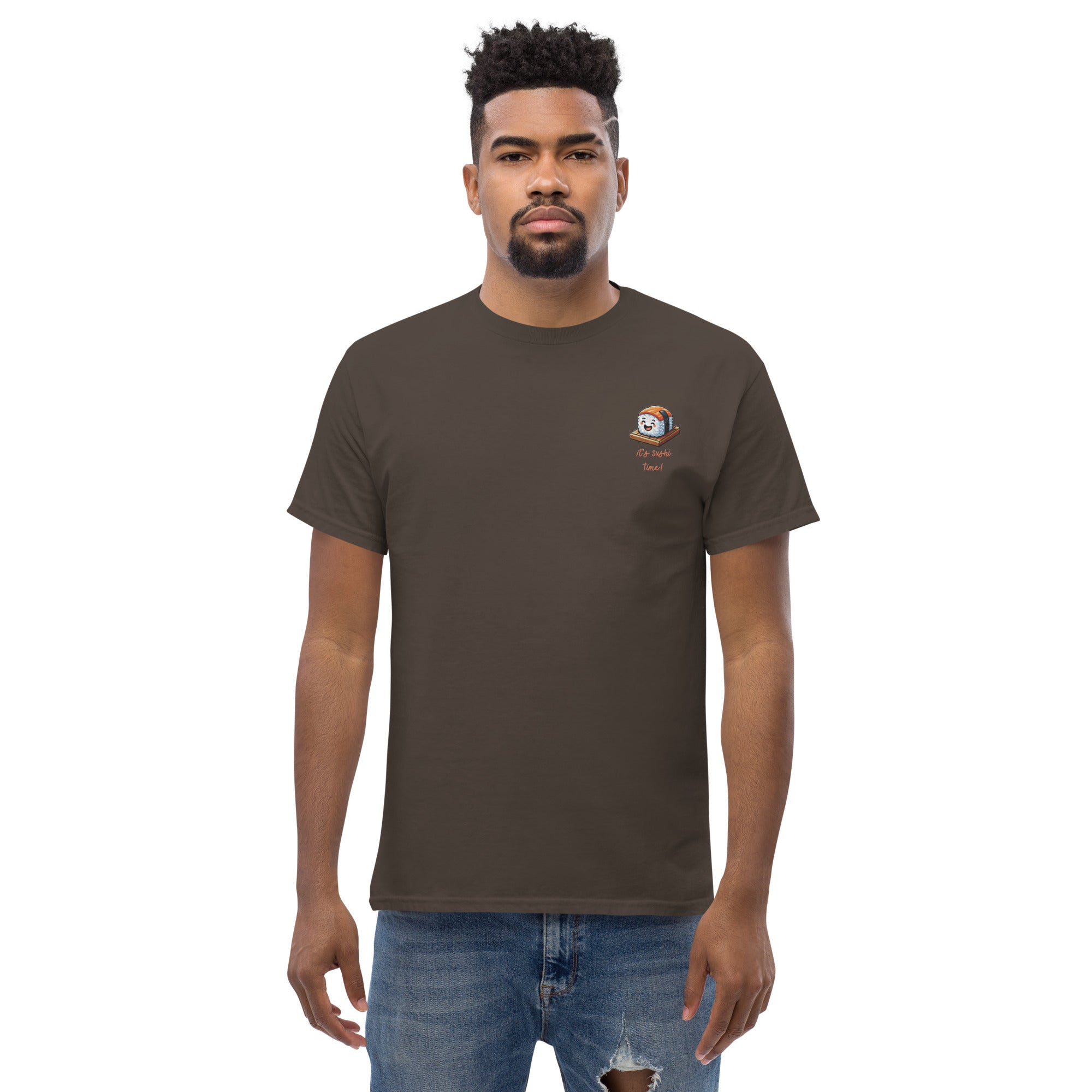 T-Shirt Unisex Ricamata 100% Cotone – Confortevole – Design It's Sushi Time-Biiply