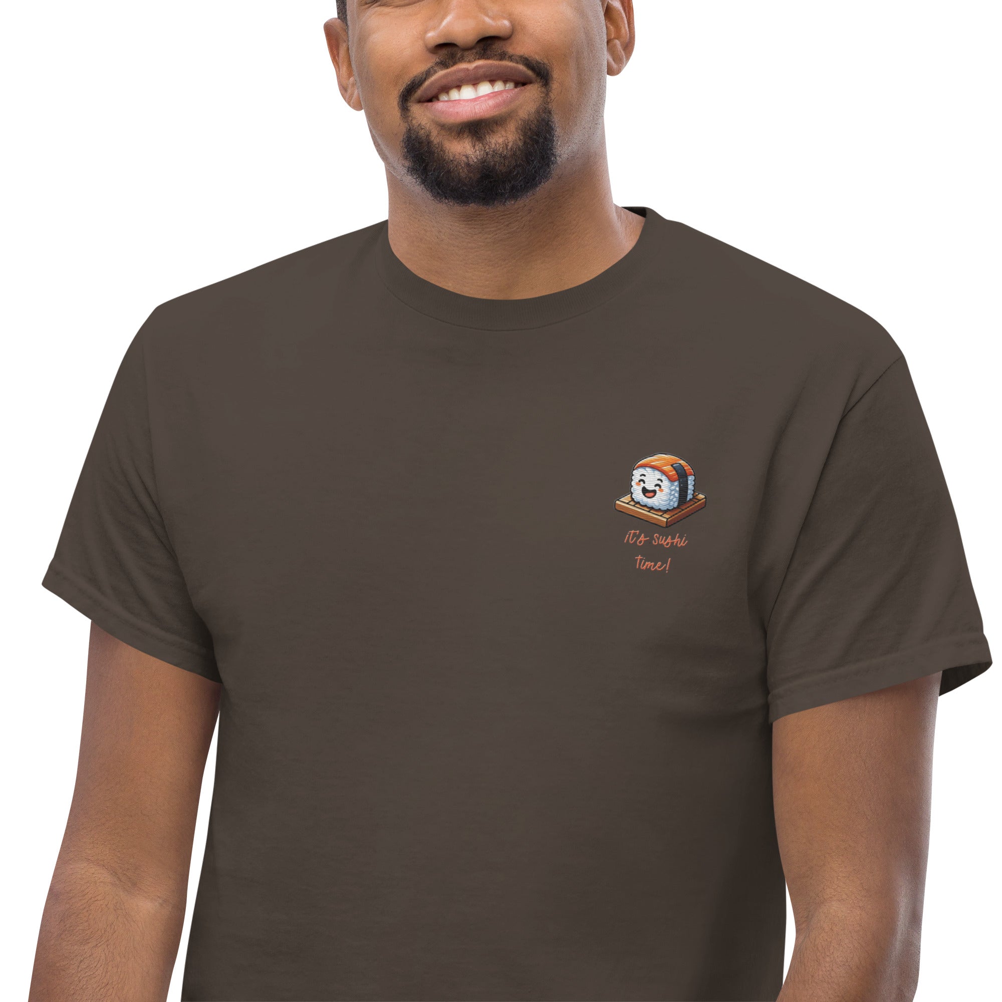 T-Shirt Unisex Ricamata 100% Cotone – Confortevole – Design It's Sushi Time-Biiply