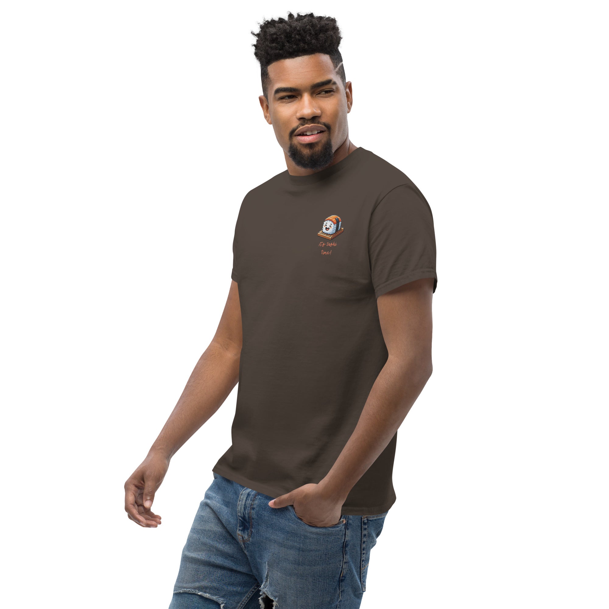 T-Shirt Unisex Ricamata 100% Cotone – Confortevole – Design It's Sushi Time-Biiply