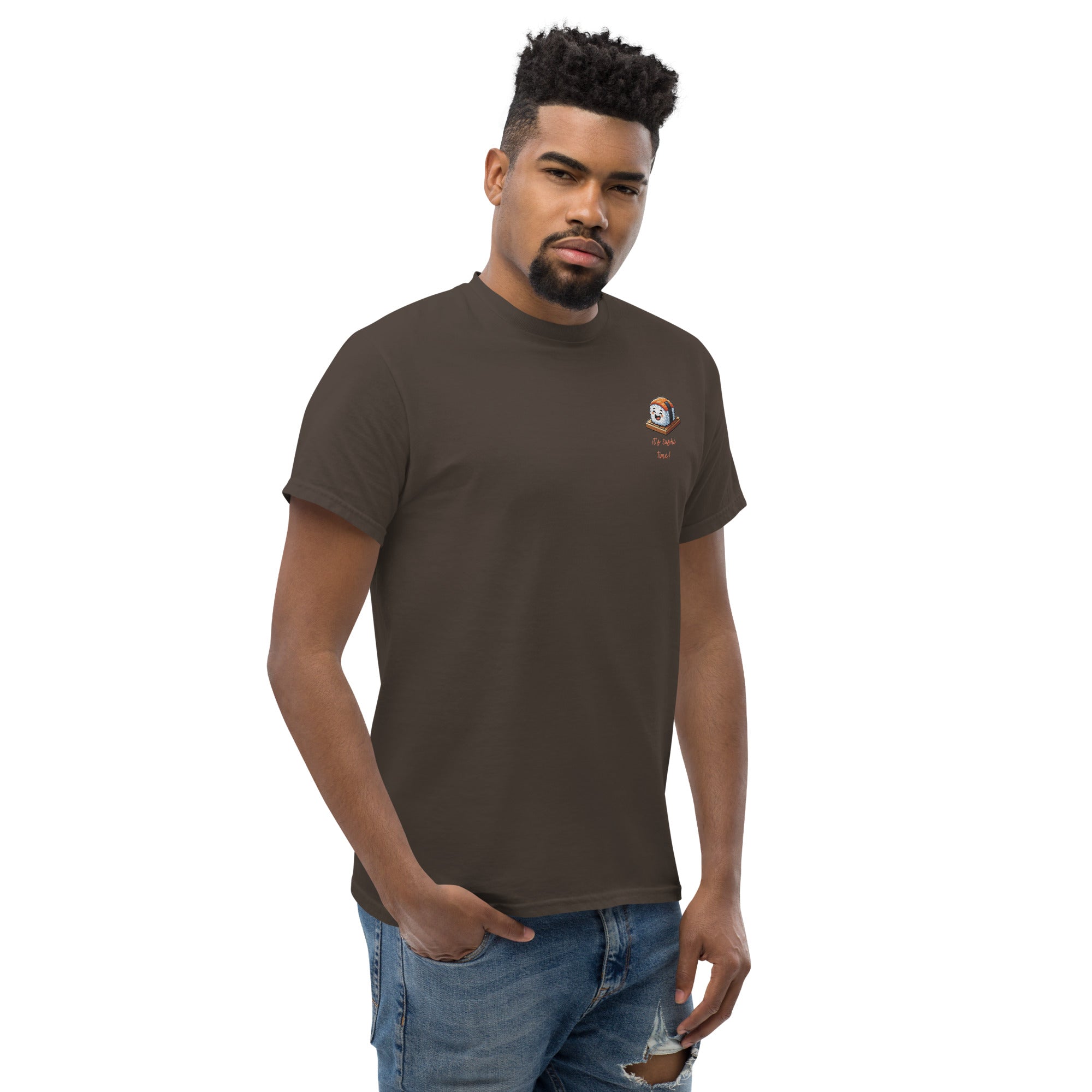 T-Shirt Unisex Ricamata 100% Cotone – Confortevole – Design It's Sushi Time-Biiply