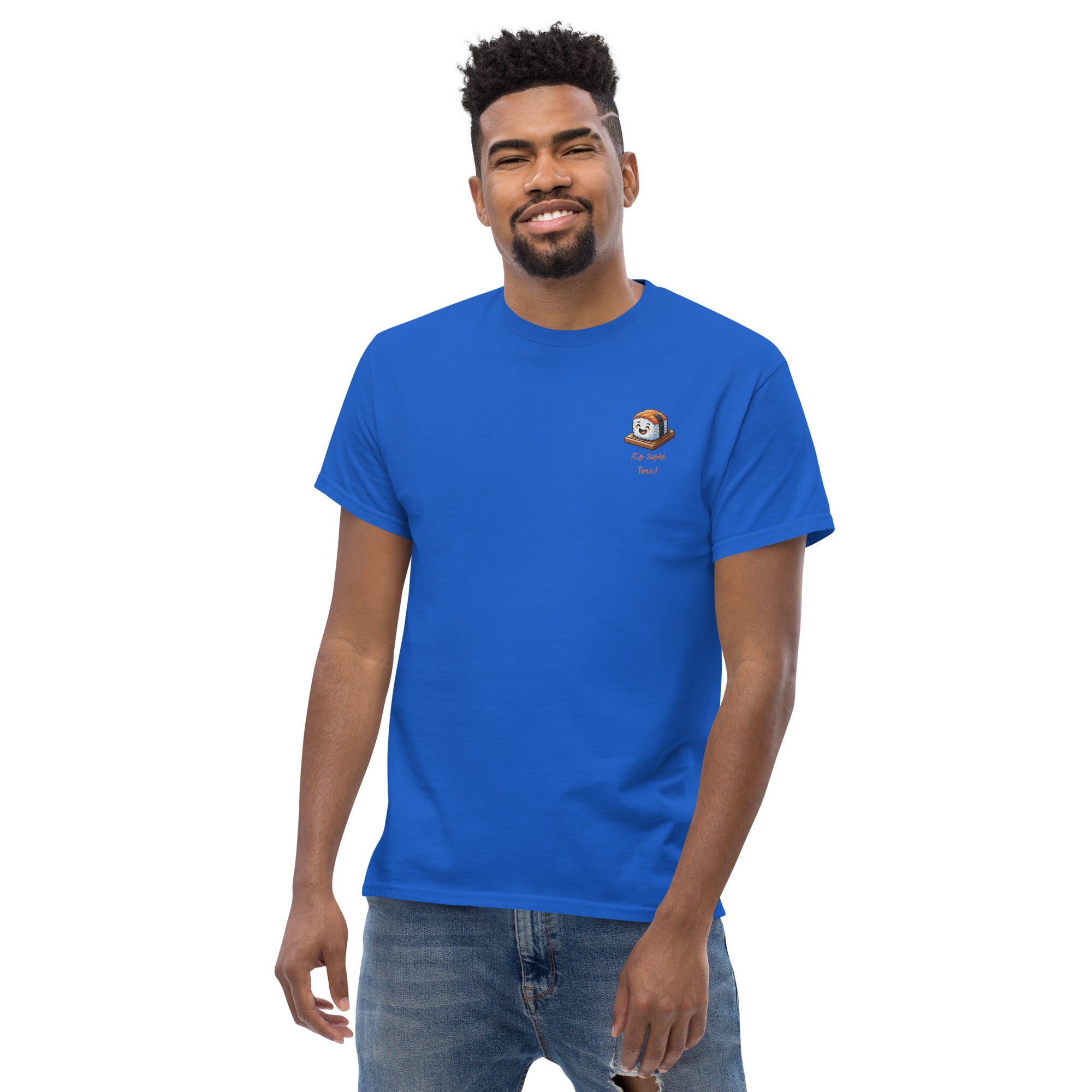 T-Shirt Unisex Ricamata 100% Cotone – Confortevole – Design It's Sushi Time-Biiply