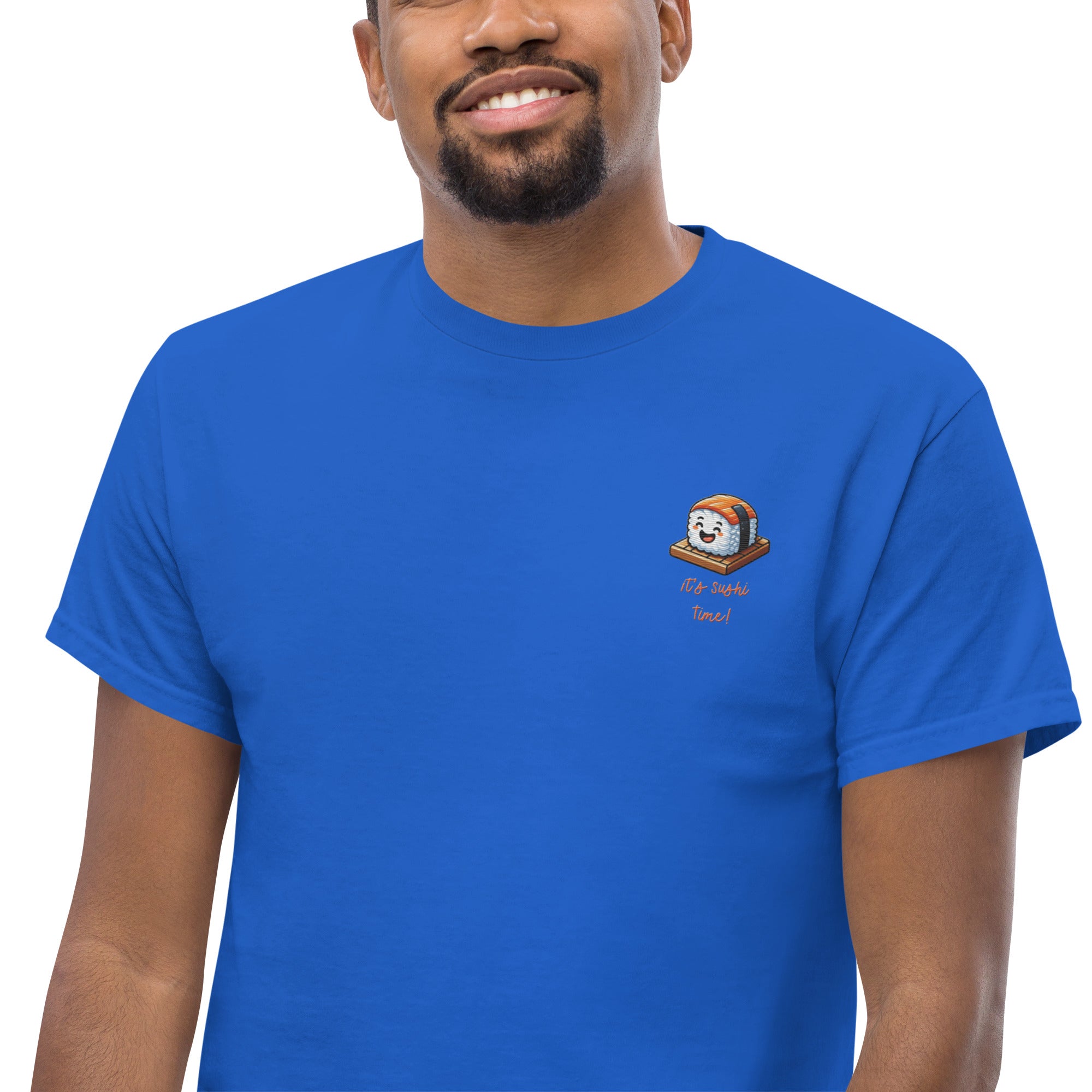 T-Shirt Unisex Ricamata 100% Cotone – Confortevole – Design It's Sushi Time-Biiply