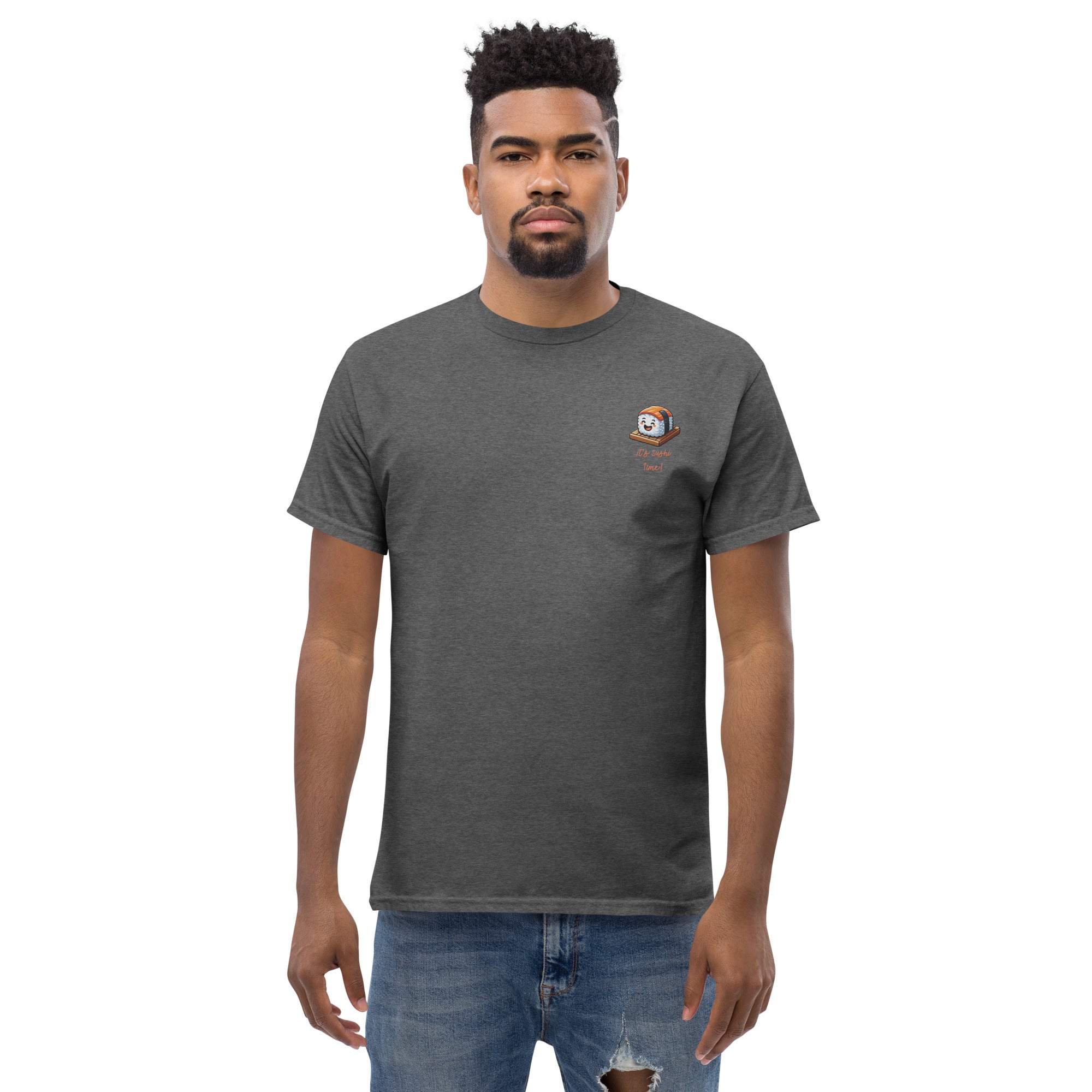 T-Shirt Unisex Ricamata 100% Cotone – Confortevole – Design It's Sushi Time-Biiply