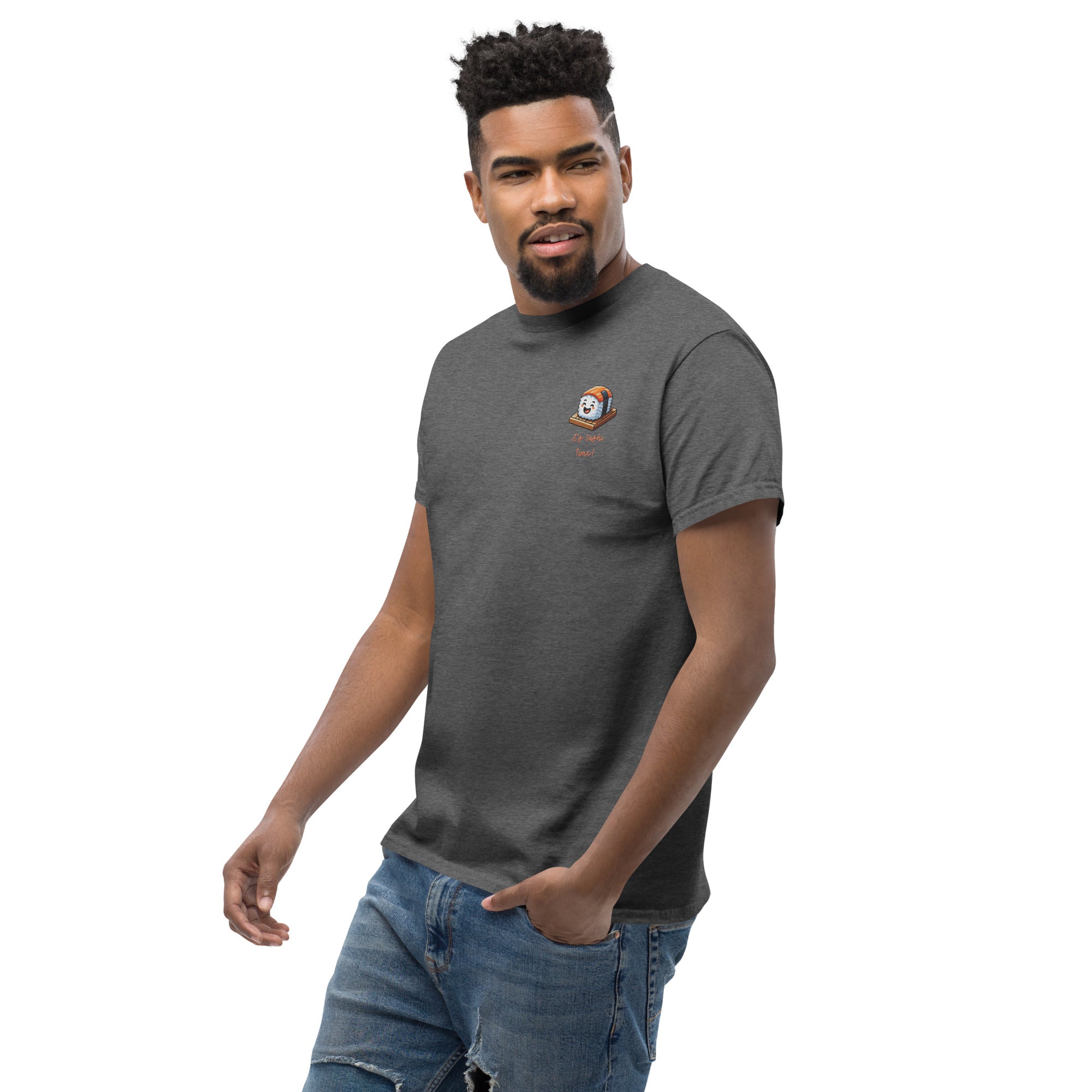 T-Shirt Unisex Ricamata 100% Cotone – Confortevole – Design It's Sushi Time-Biiply