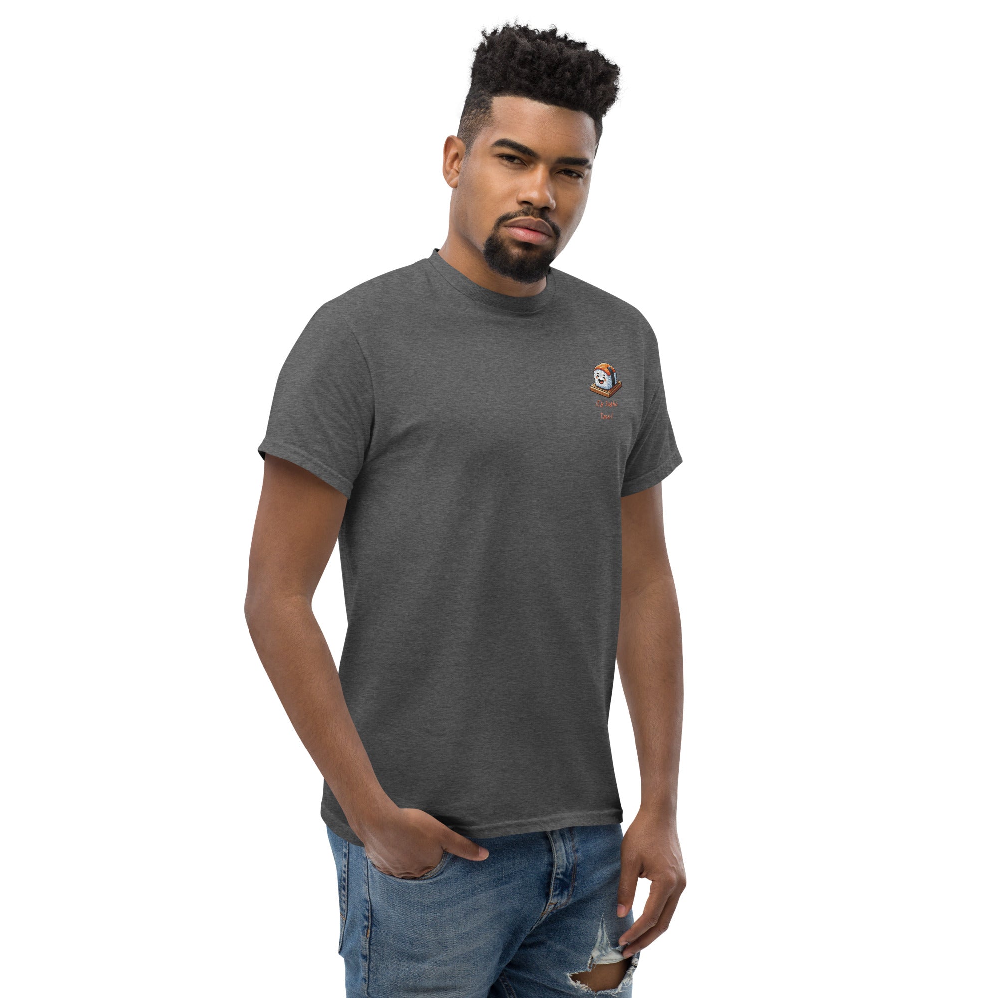 T-Shirt Unisex Ricamata 100% Cotone – Confortevole – Design It's Sushi Time-Biiply