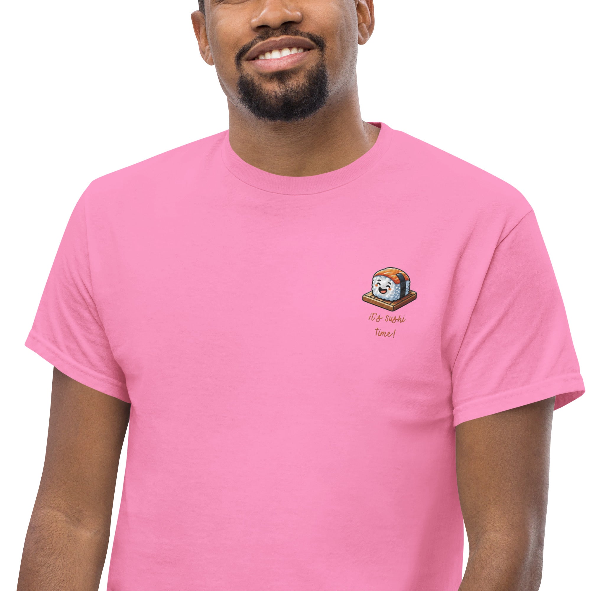 T-Shirt Unisex Ricamata 100% Cotone – Confortevole – Design It's Sushi Time-Biiply
