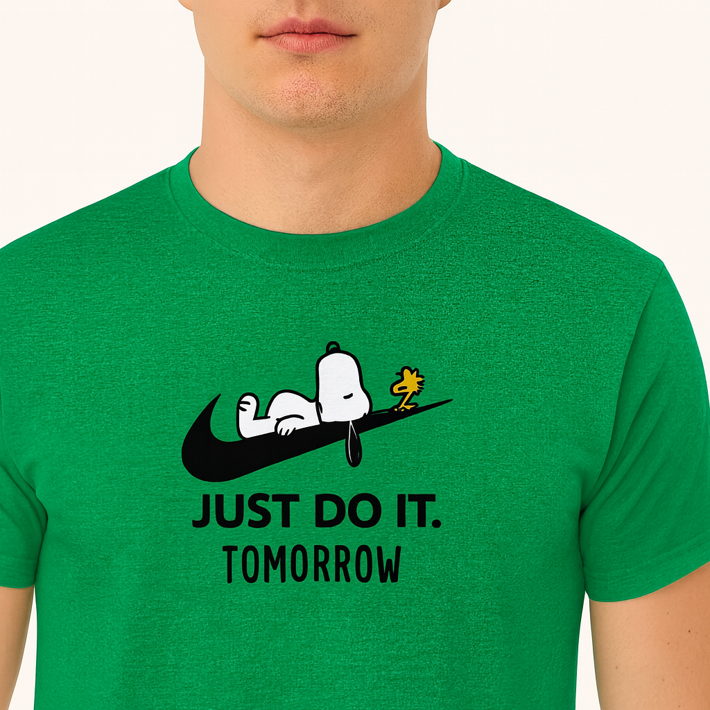 T-Shirt Unisex Ricamata 100% Cotone – Confortevole – Design Just Do It Tomorrow-Biiply