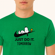 T-Shirt Unisex Ricamata 100% Cotone – Confortevole – Design Just Do It Tomorrow-Biiply