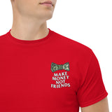 T-Shirt Unisex Ricamata 100% Cotone – Confortevole – Design Make Money Not Friends