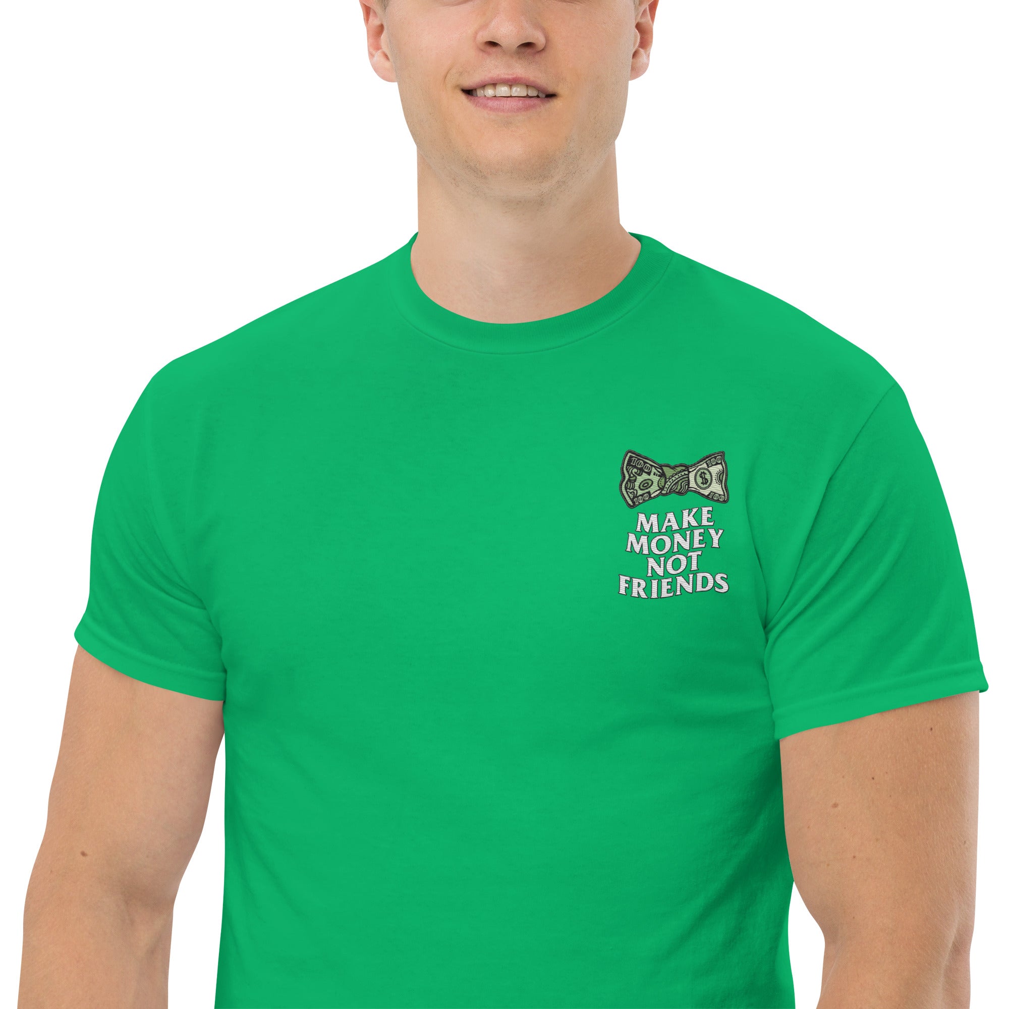 T-Shirt Unisex Ricamata 100% Cotone – Confortevole – Design Make Money Not Friends-Biiply